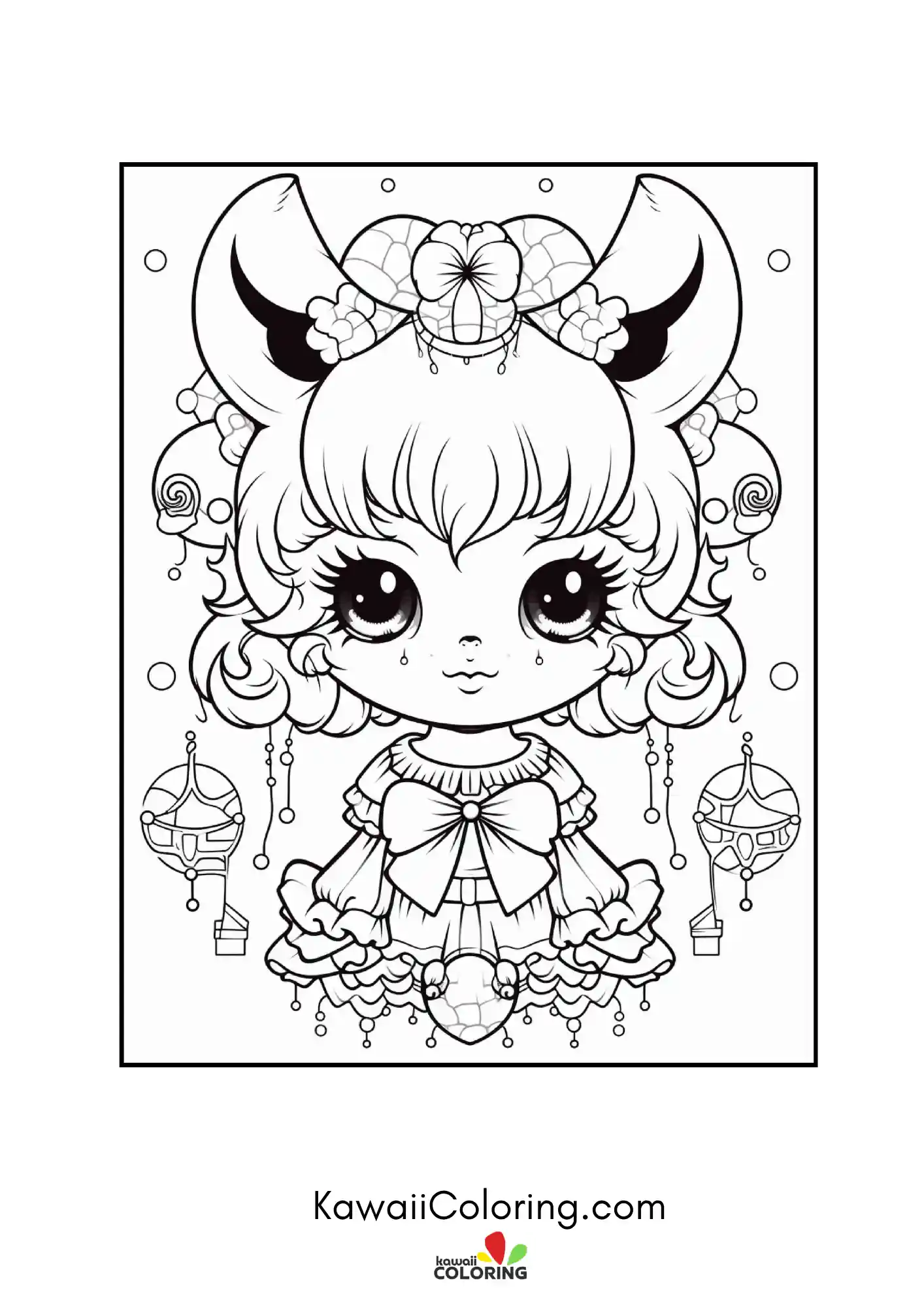 Kawaii spooky figure with playful accents
