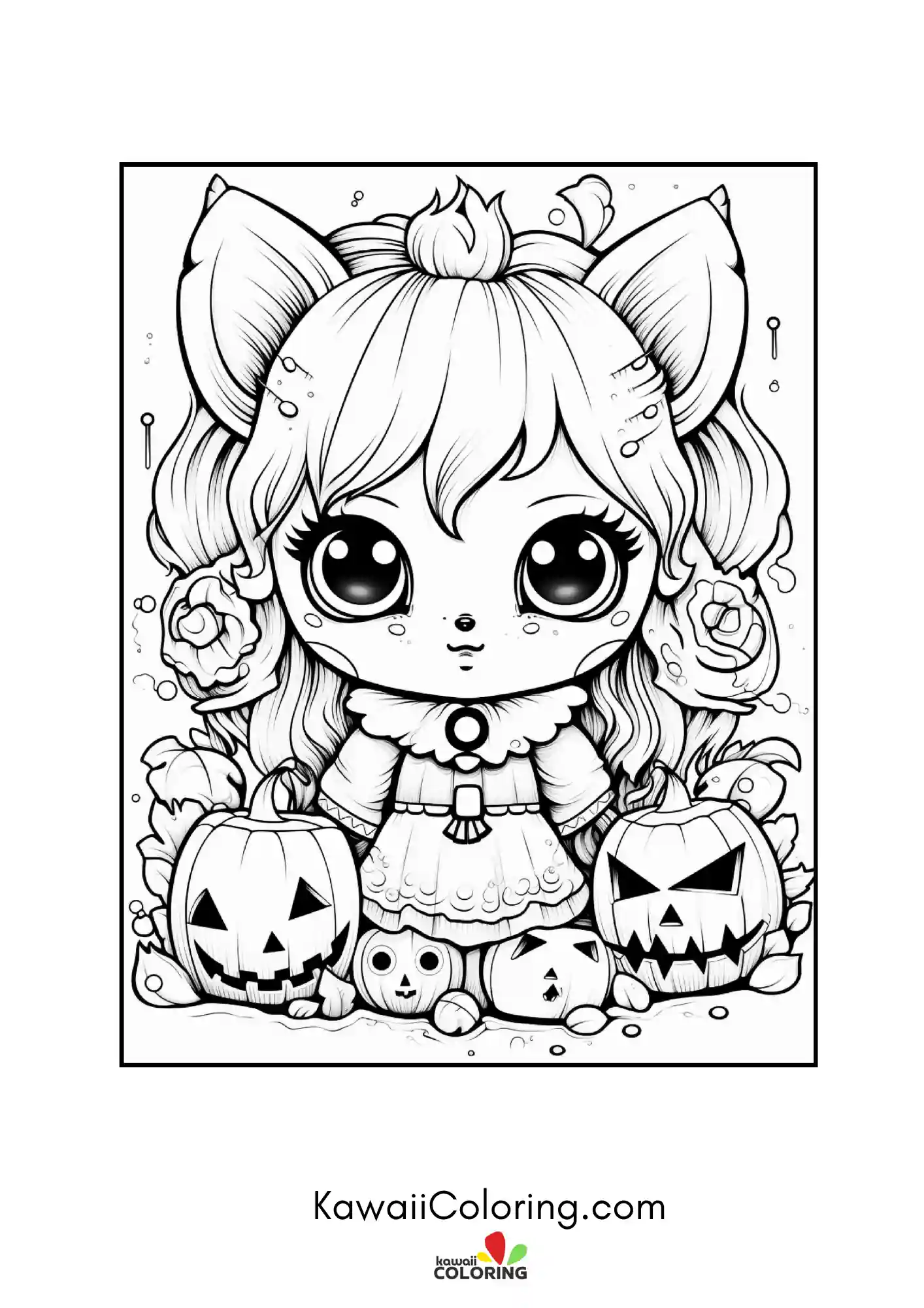 Kawaii ghostly scene with stars