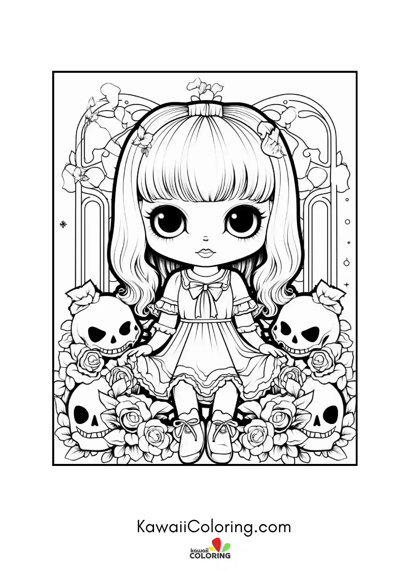 Cute haunted coloring page design