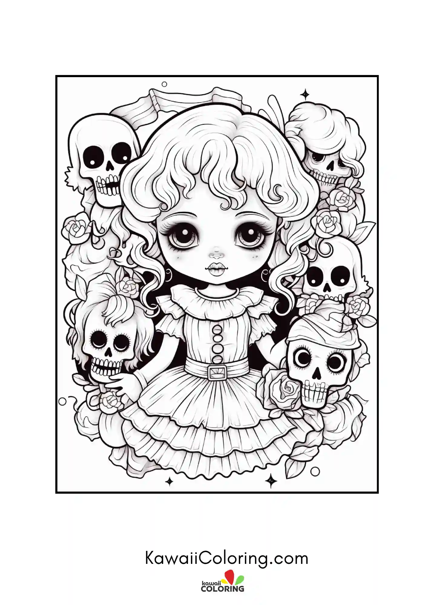 Kawaii ghostly scene with stars