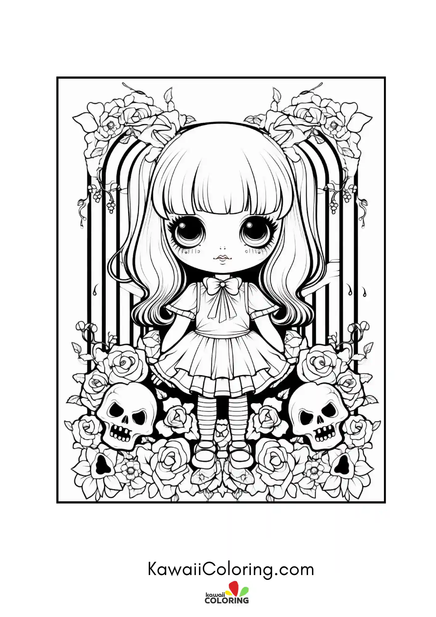 Cute haunted coloring page design