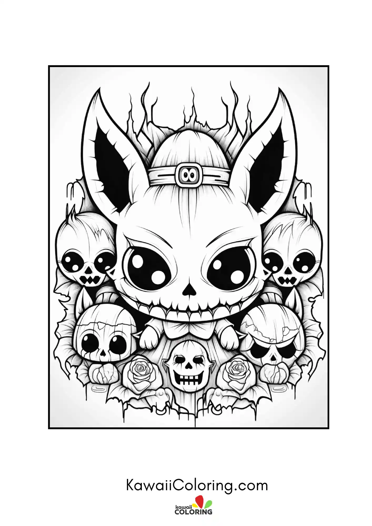 Cute haunted coloring page design
