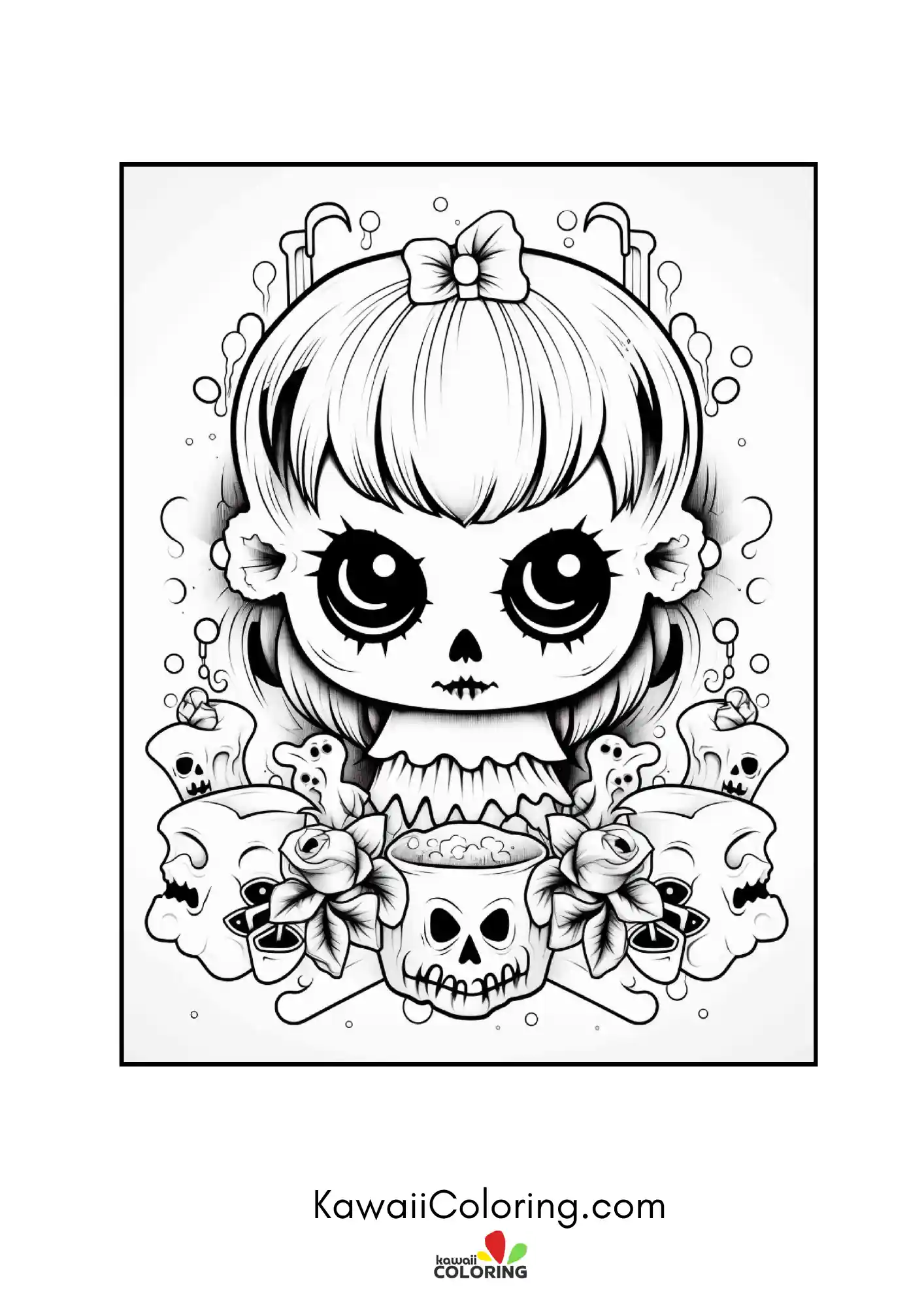 Kawaii spooky figure with playful accents