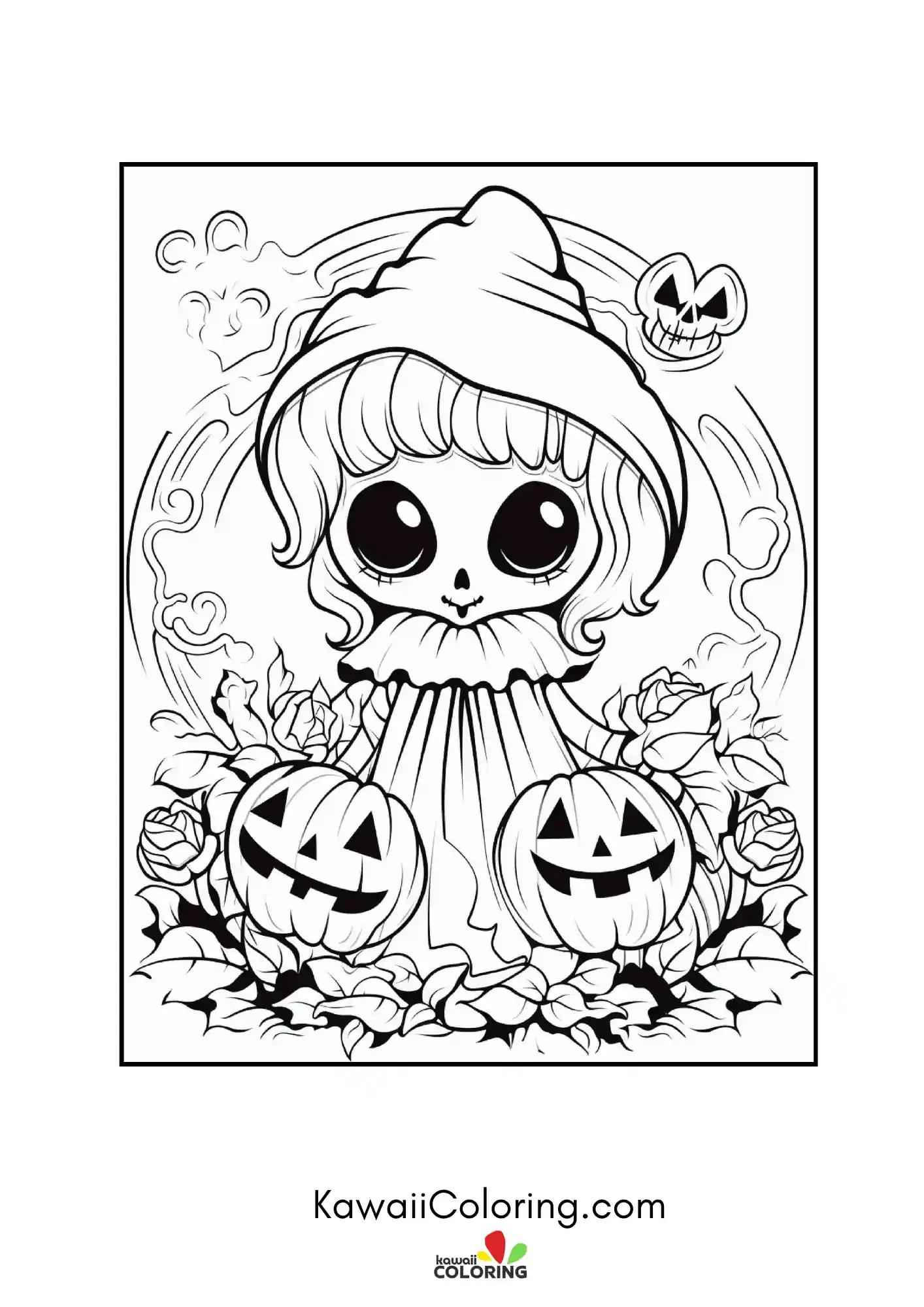 Cute haunted coloring page design