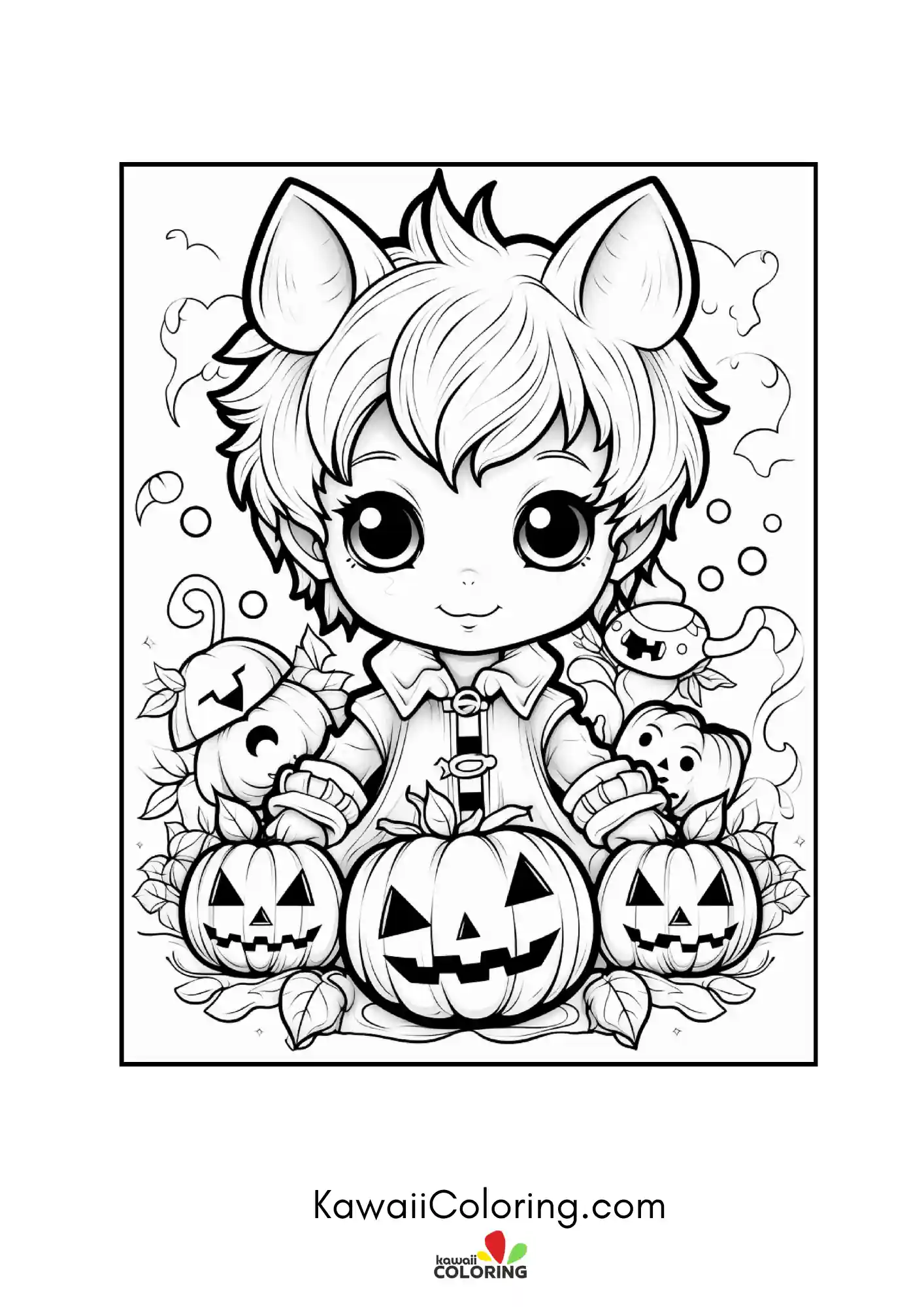 Kawaii ghostly scene with stars