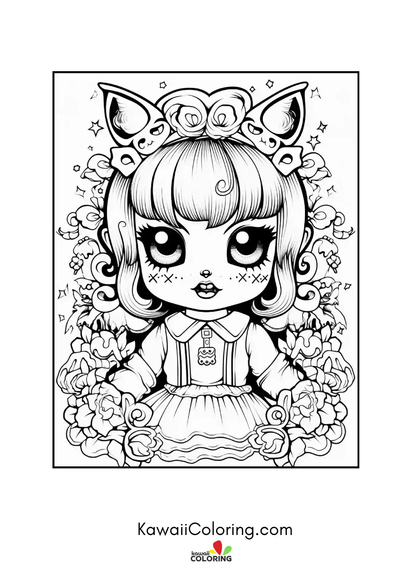 Cute haunted coloring page design