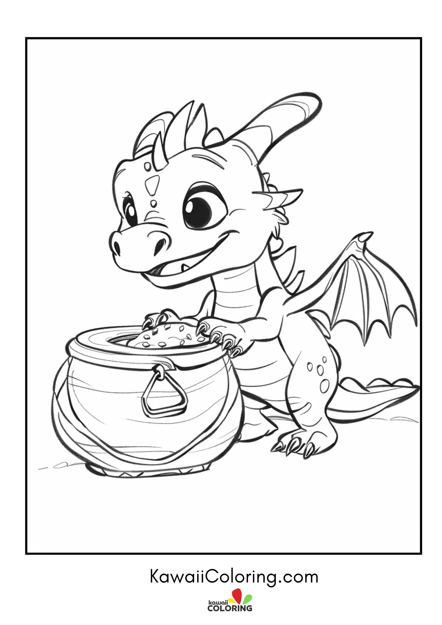 Baby dragon breathing little flames