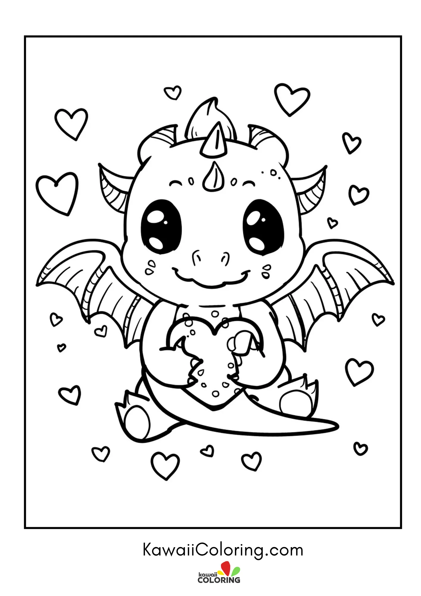 Dragon with horns and simple clouds