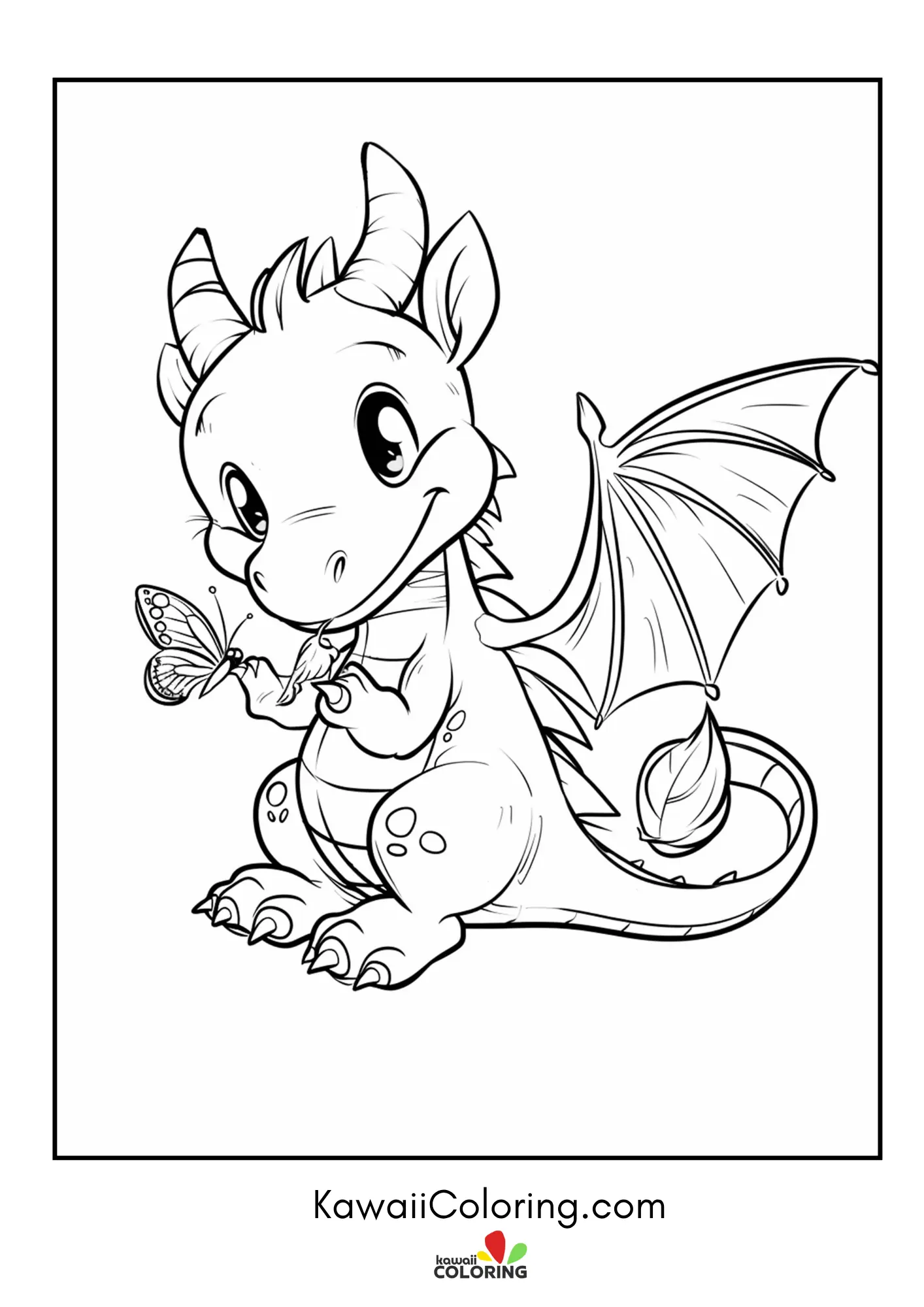 Cute dragon with wings and stars