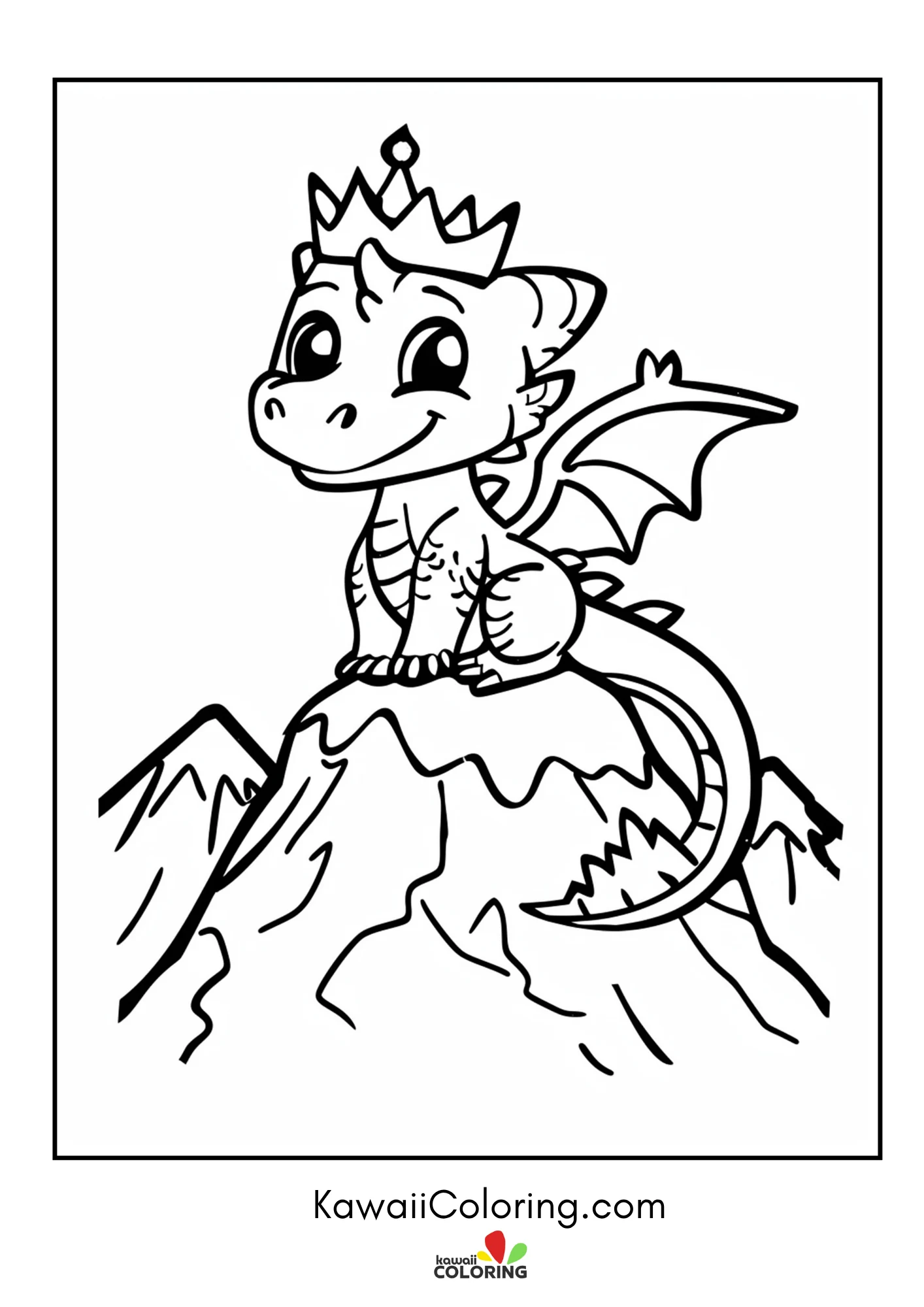 Kawaii dragon sitting with fantasy details