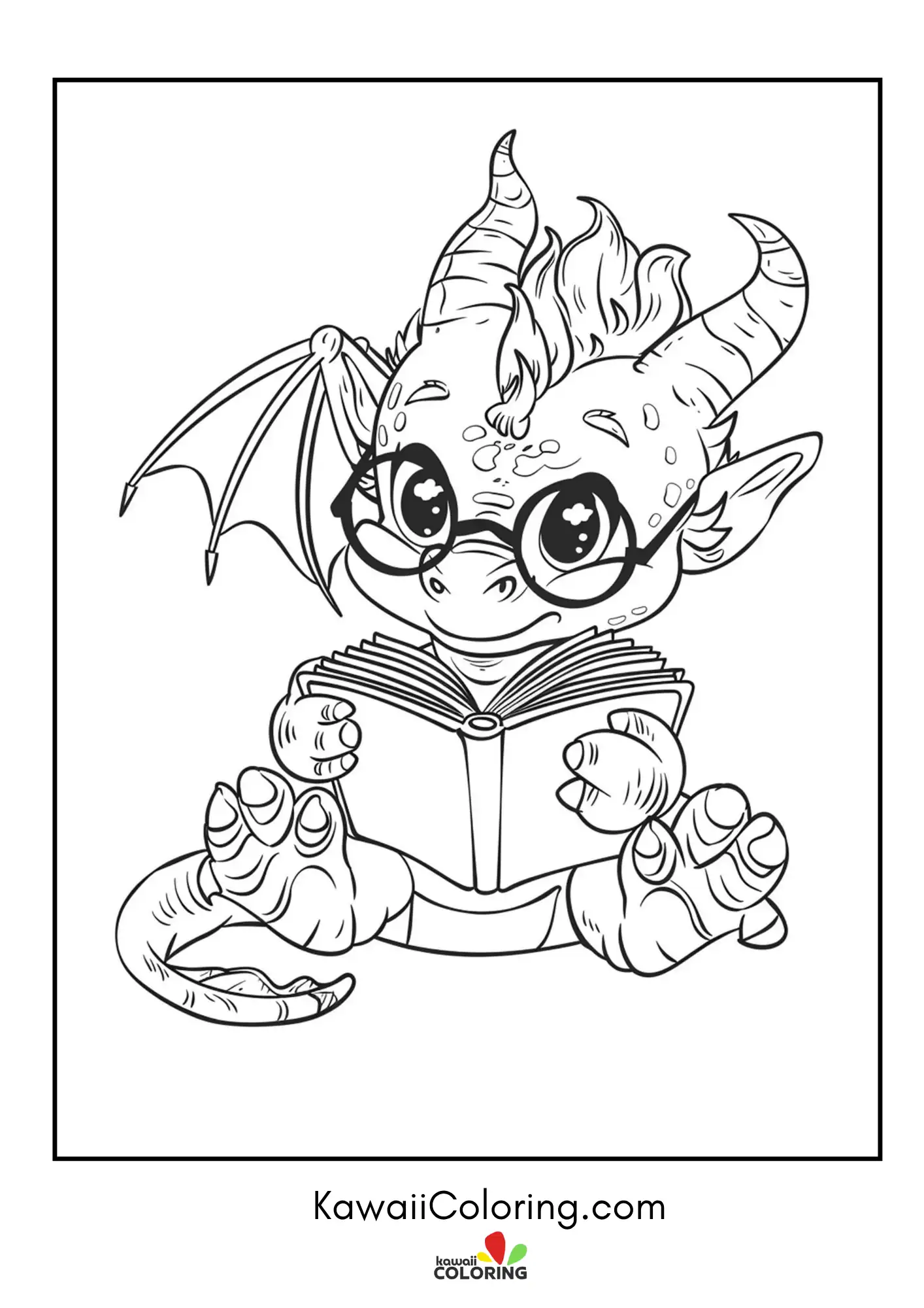 Cute dragon with wings and stars