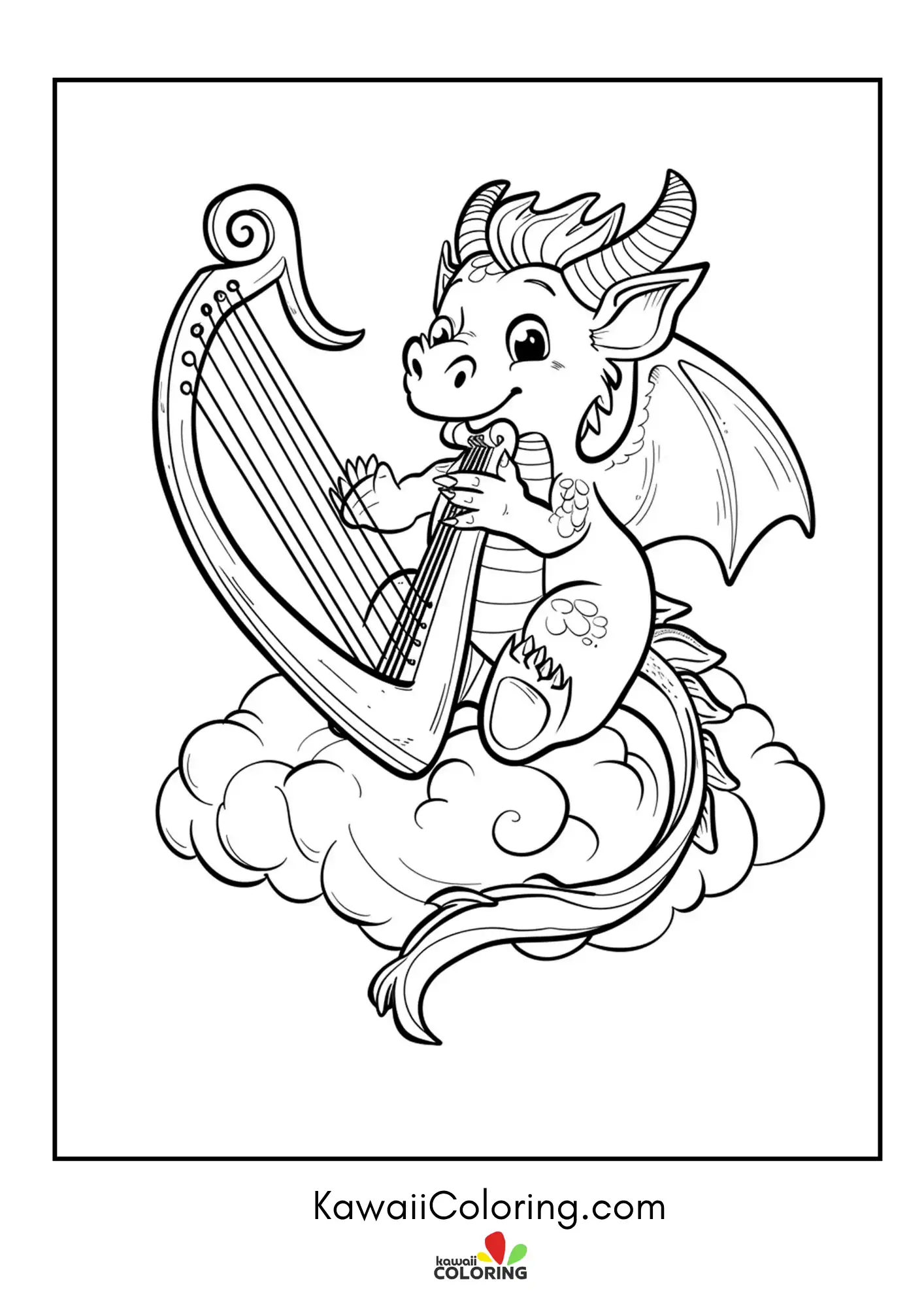 Cute dragon with wings and stars
