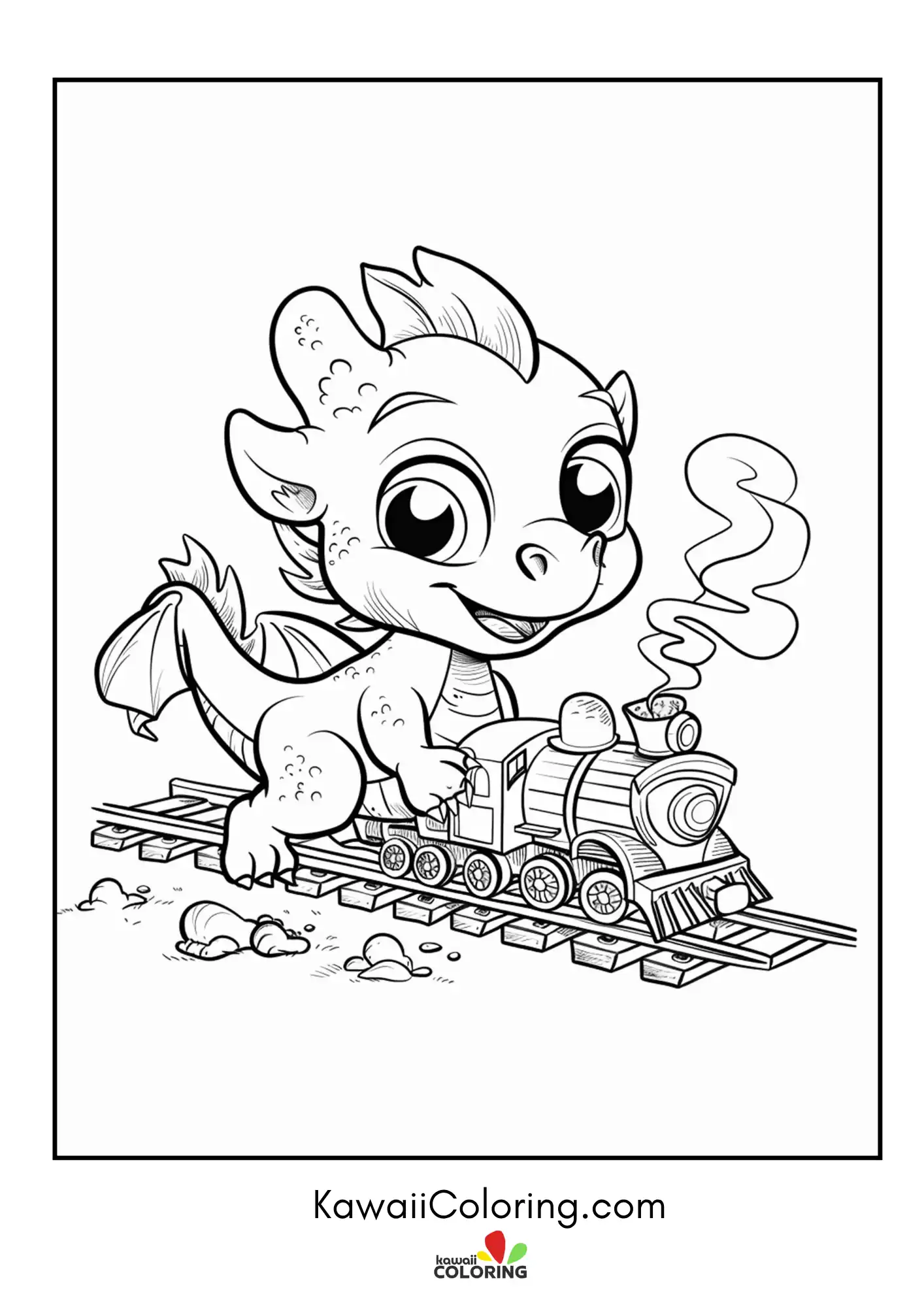Kawaii dragon sitting with fantasy details