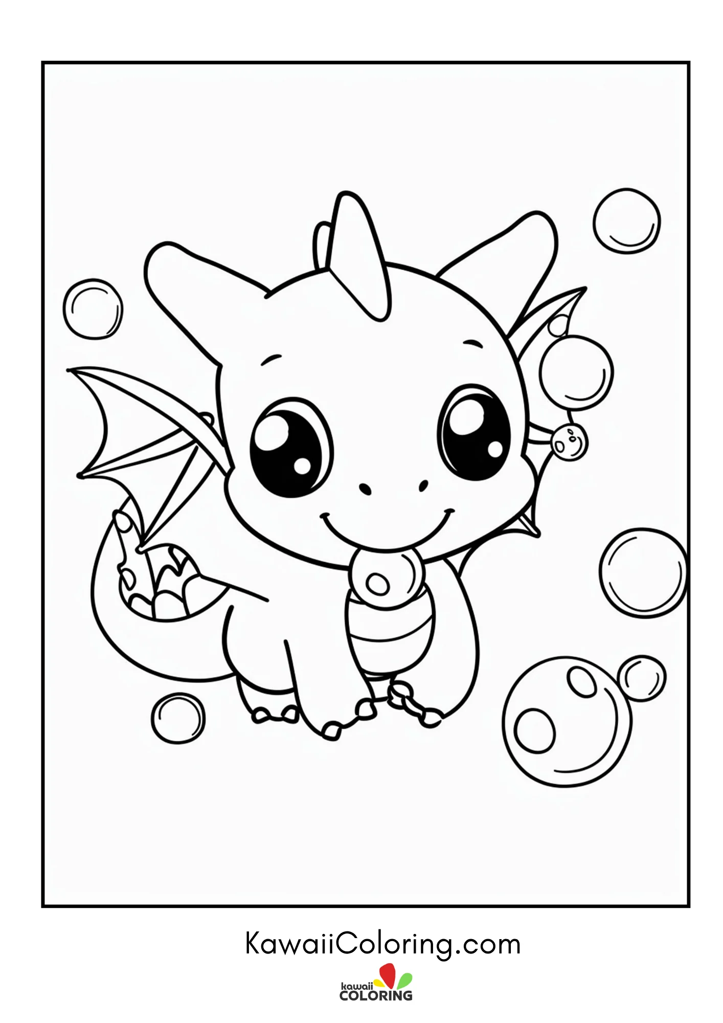 Friendly dragon in a magical scene