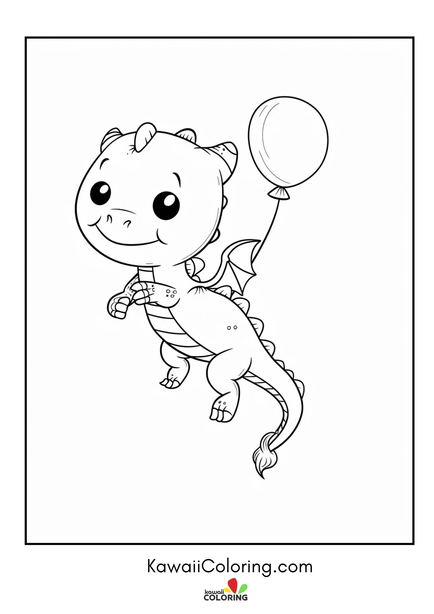 Dragon with horns and simple clouds