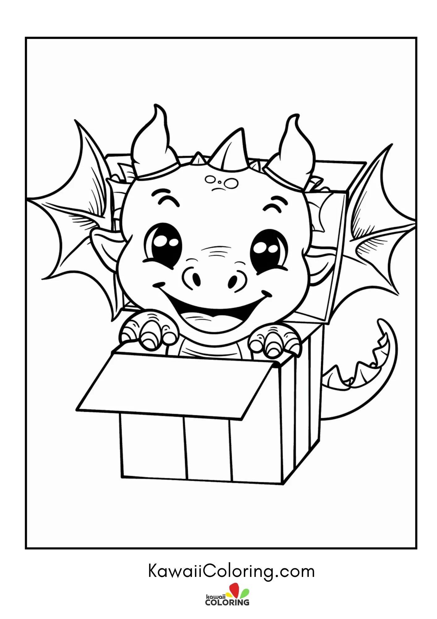 Cute dragon with wings and stars