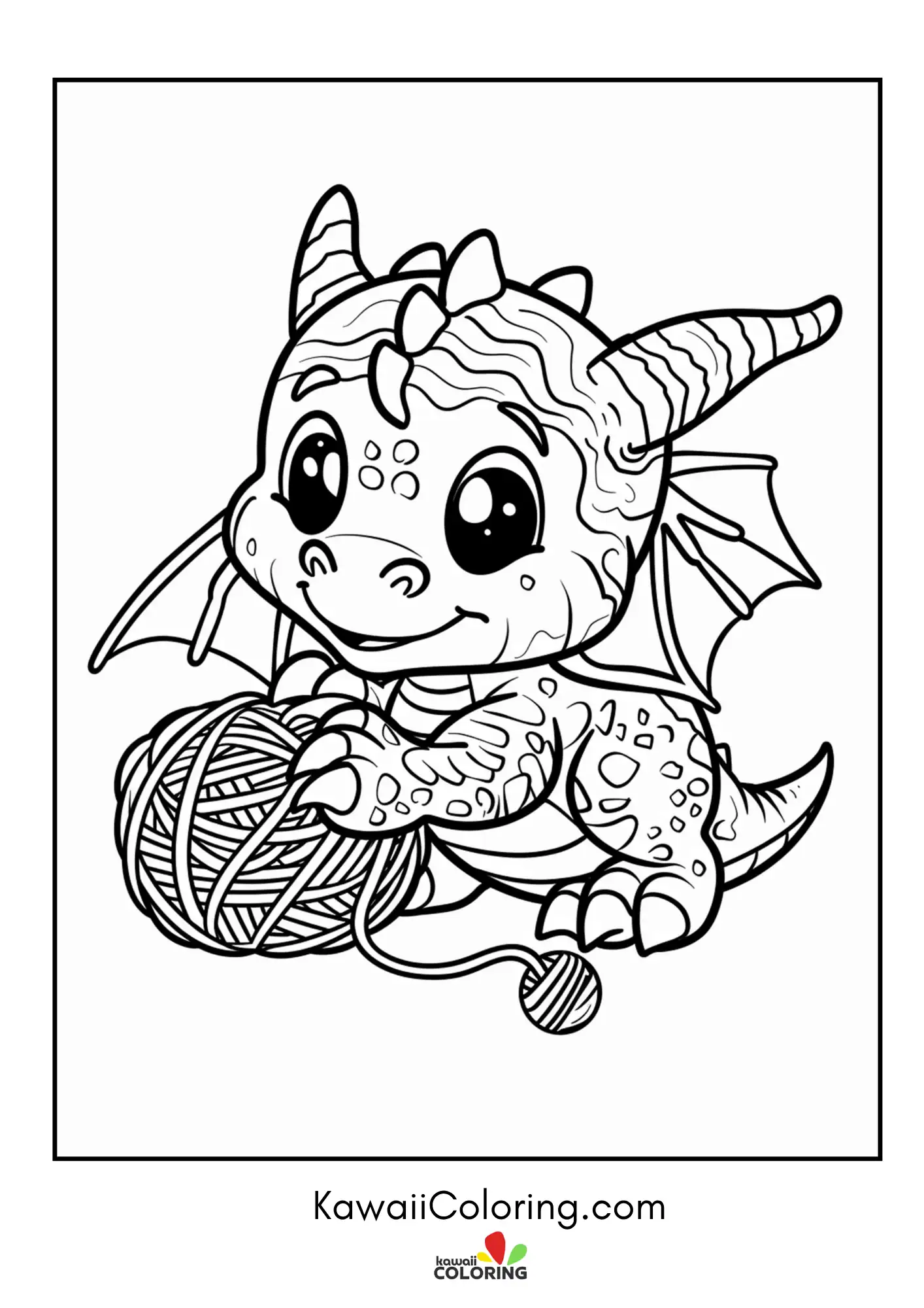 Kawaii dragon sitting with fantasy details