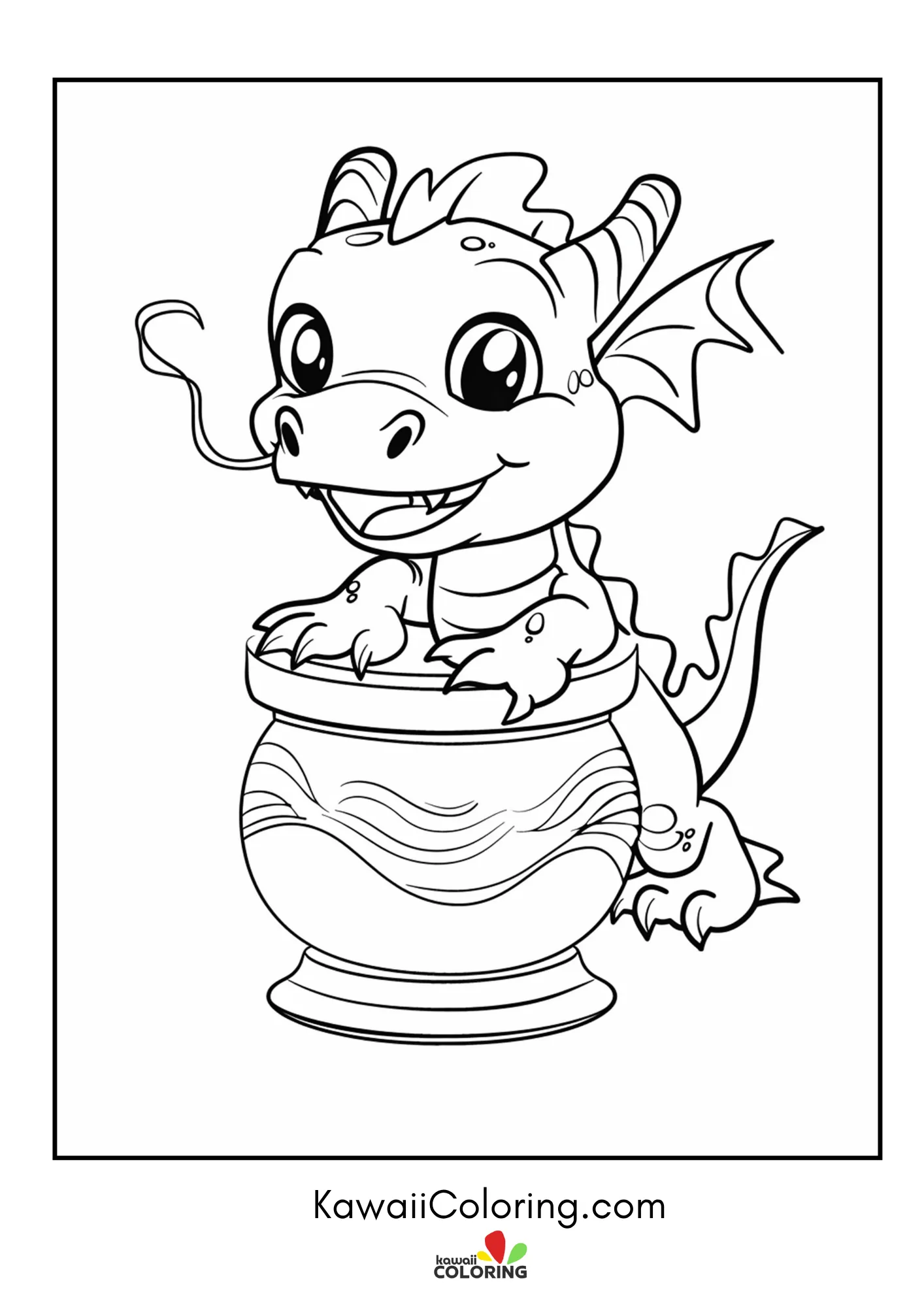 Baby dragon breathing little flames