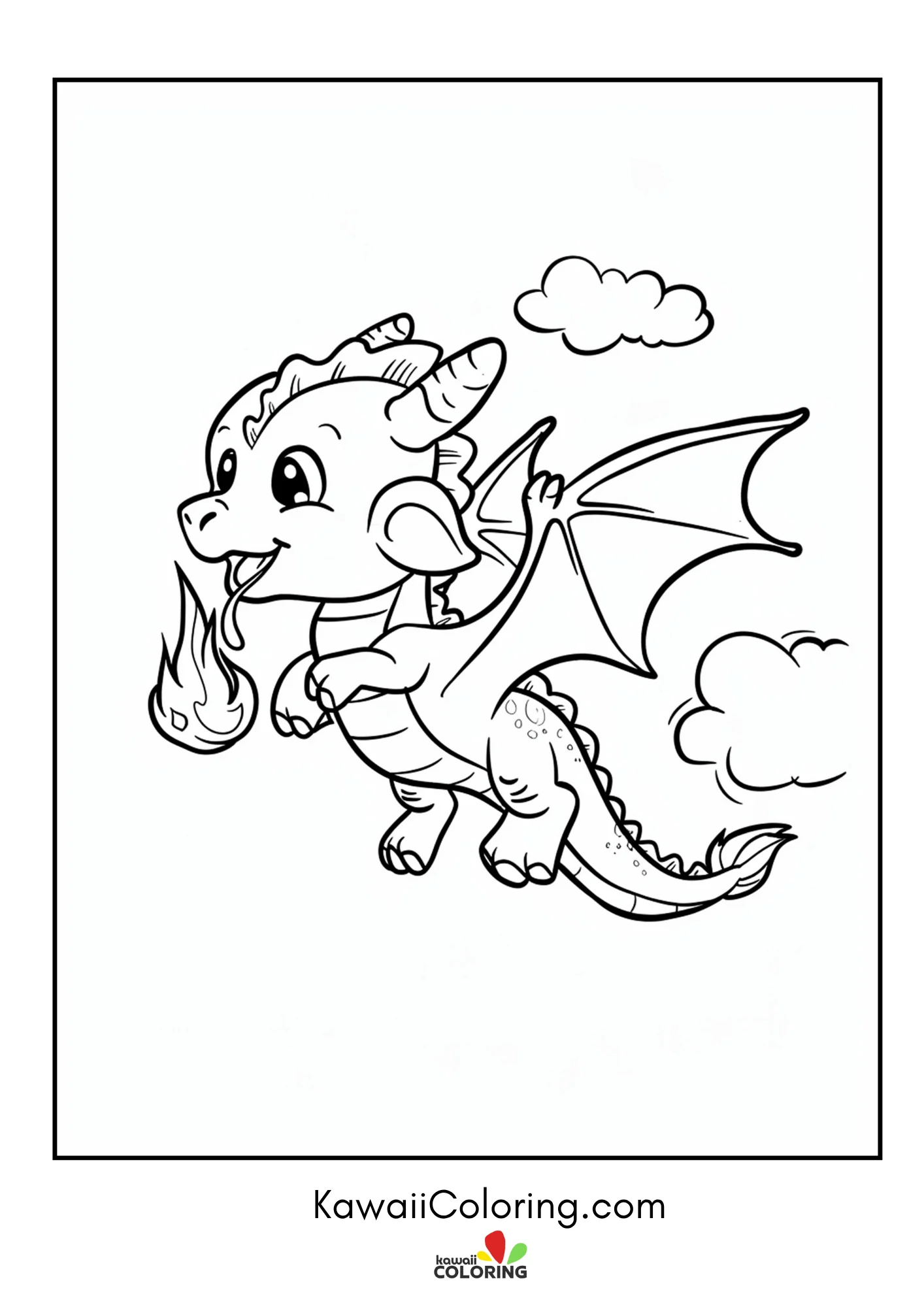 Baby dragon breathing little flames