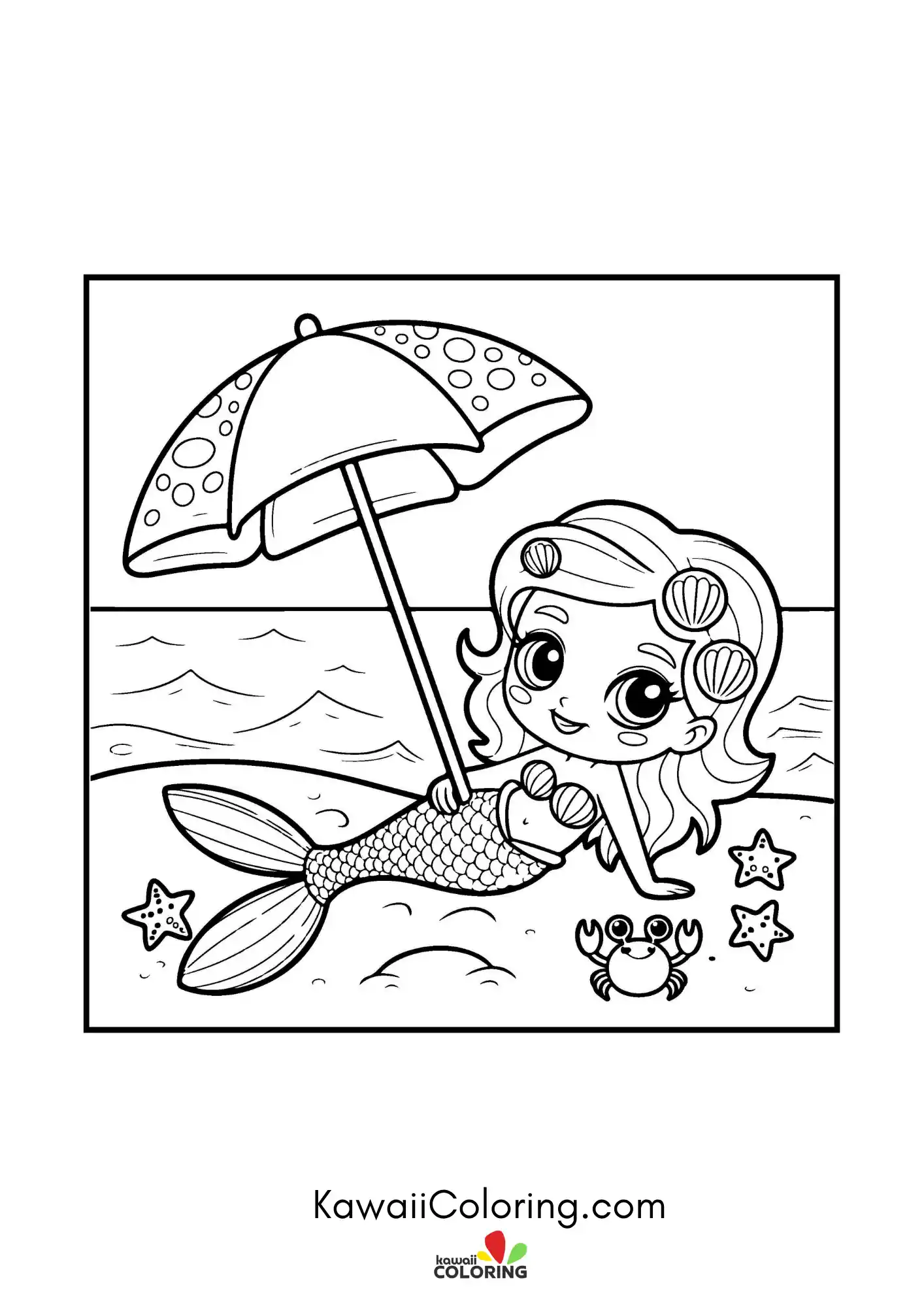 Smiling mermaid in a sea scene