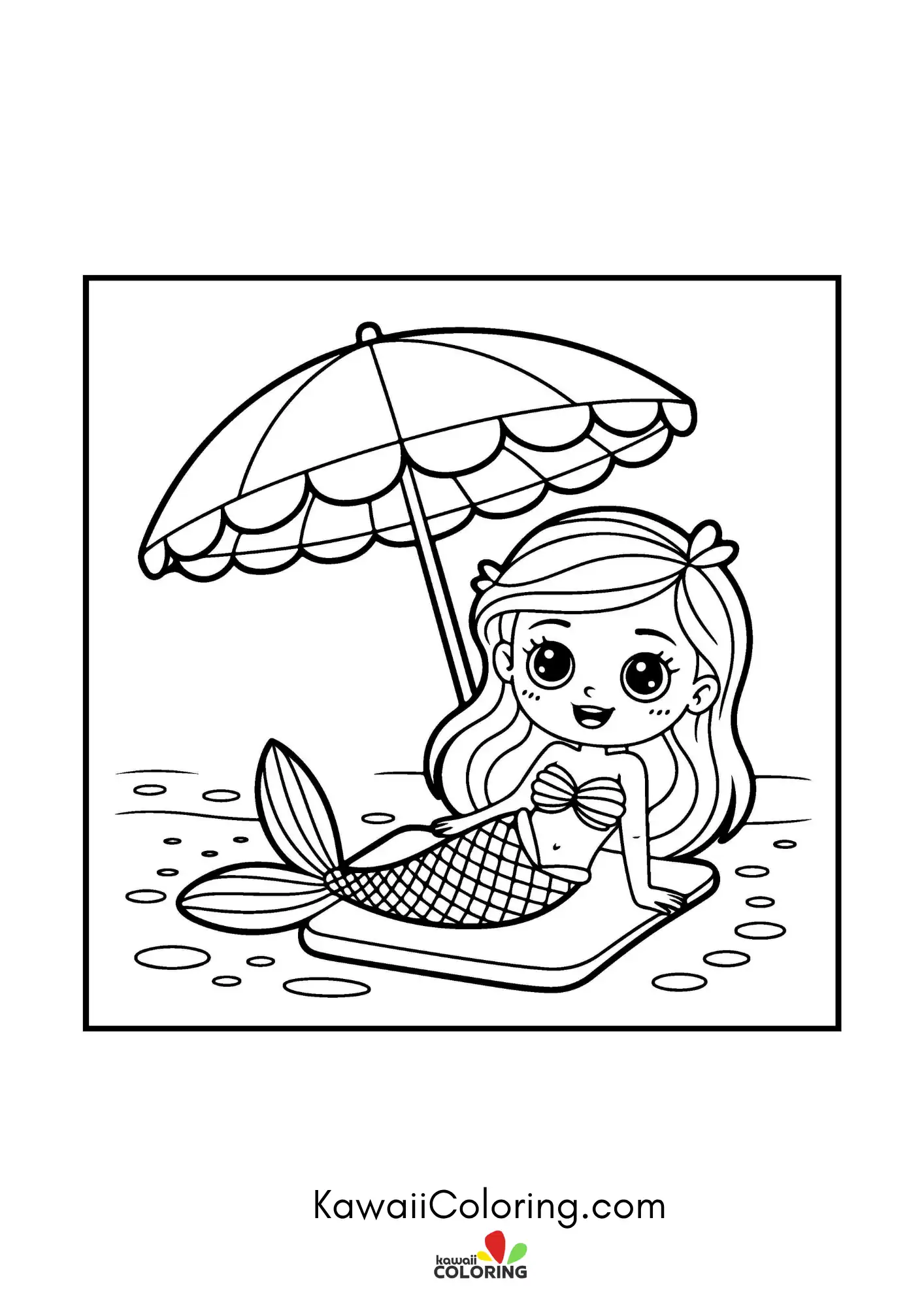 Mermaid with seashells and ocean plants