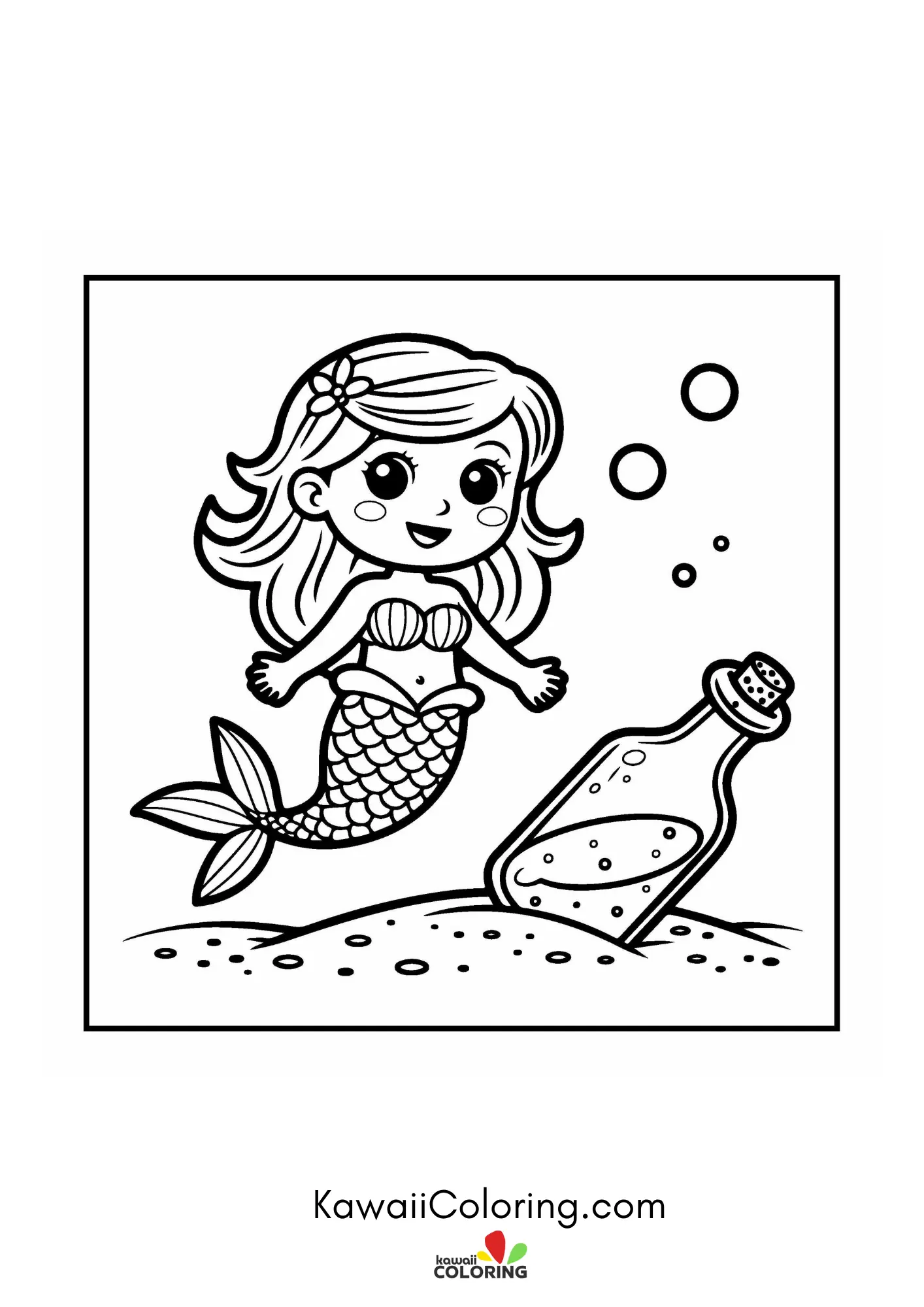 Smiling mermaid in a sea scene