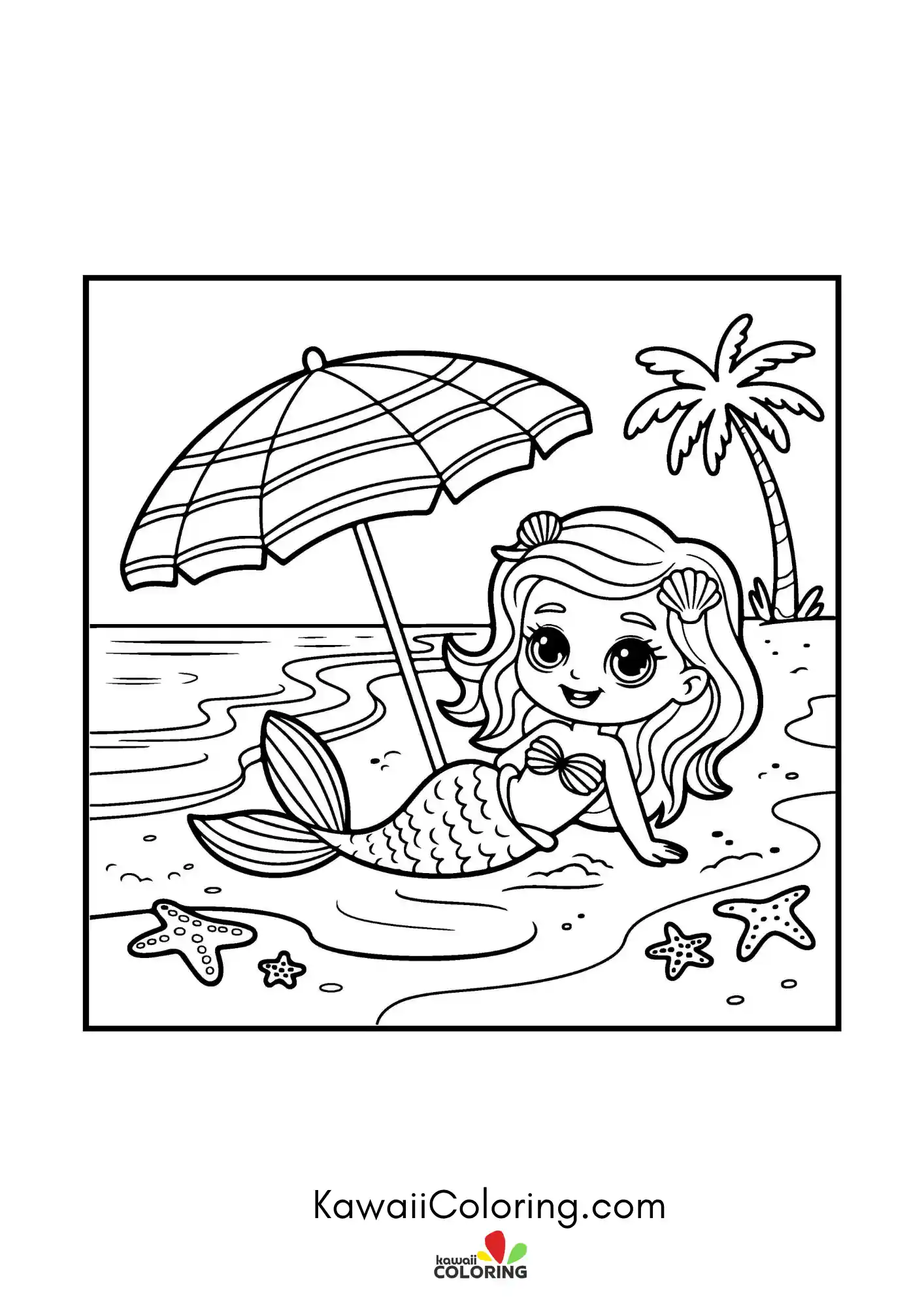 Mermaid tail with stars and waves