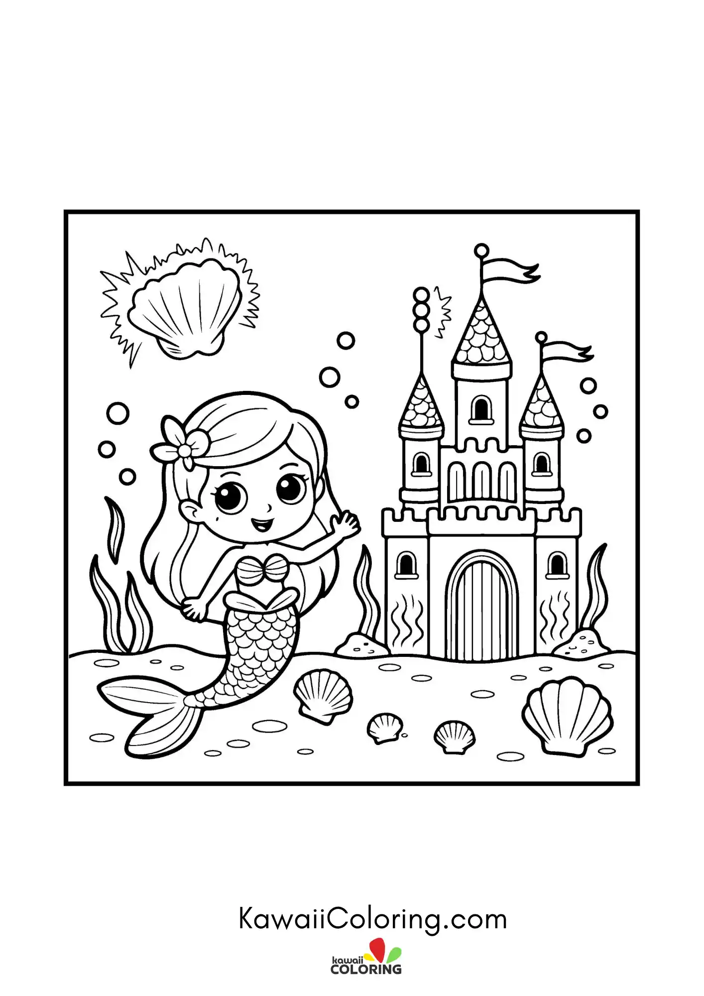 Smiling mermaid in a sea scene