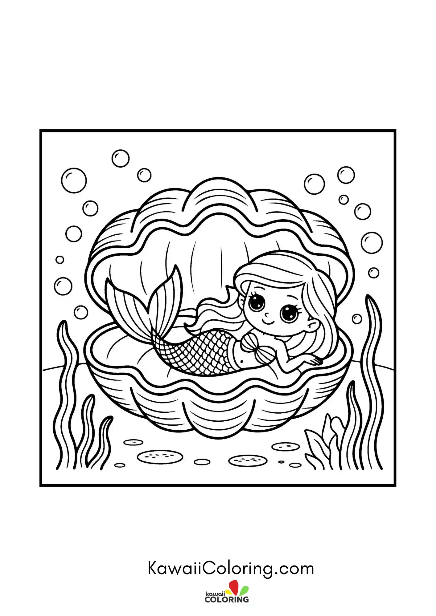 Smiling mermaid in a sea scene