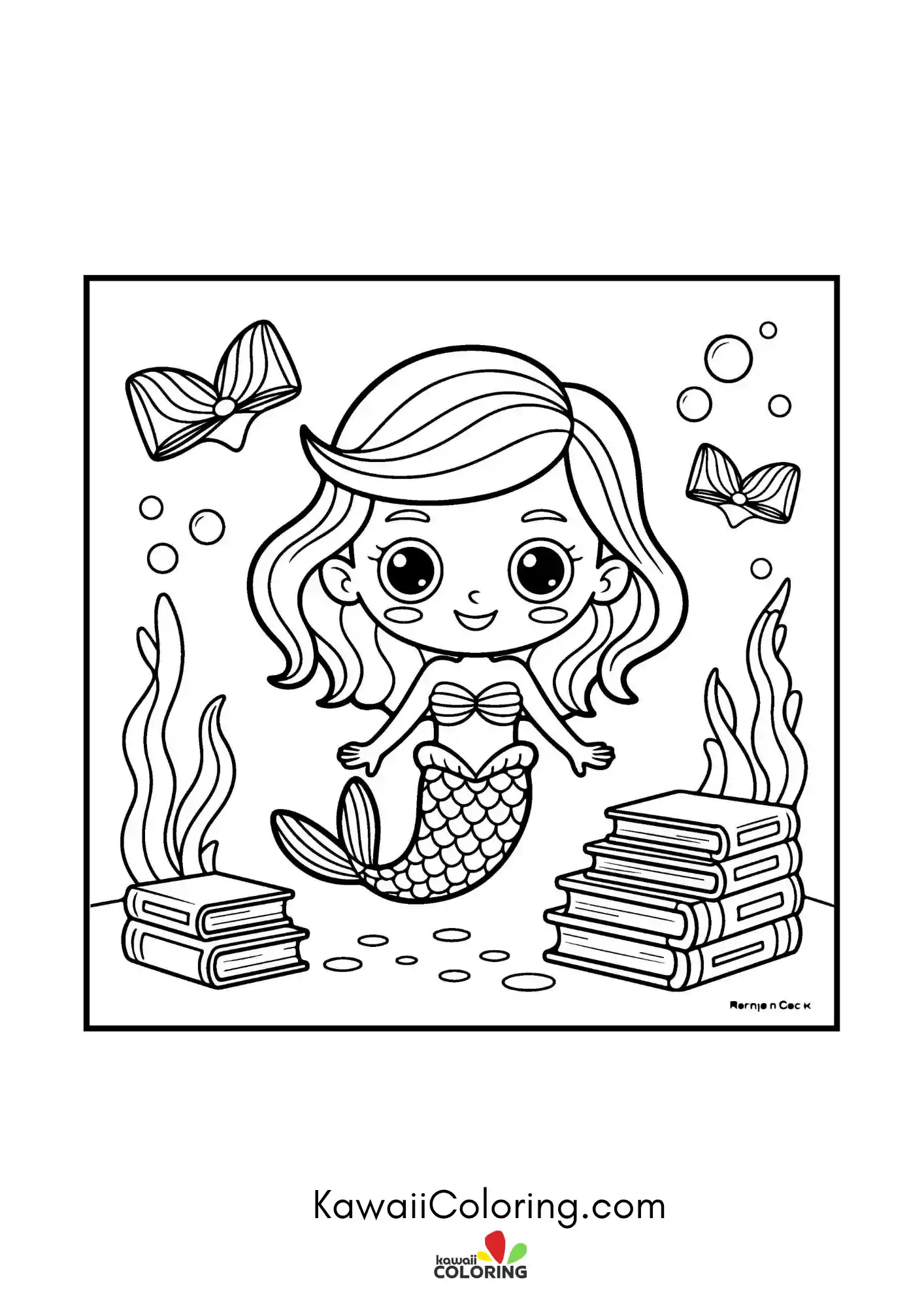 Mermaid tail with stars and waves