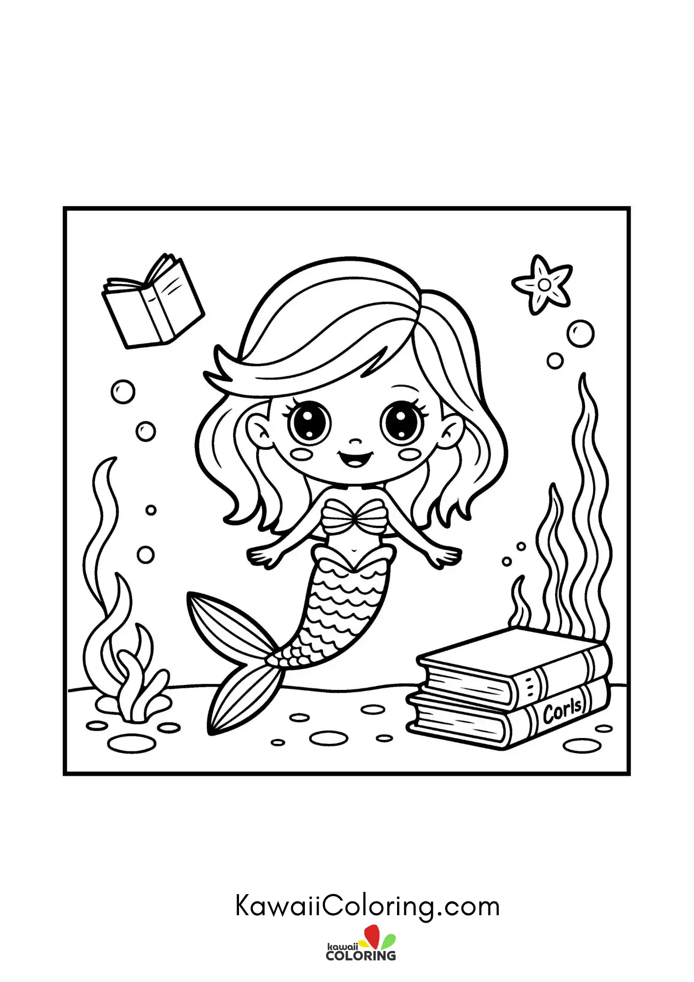 Smiling mermaid in a sea scene