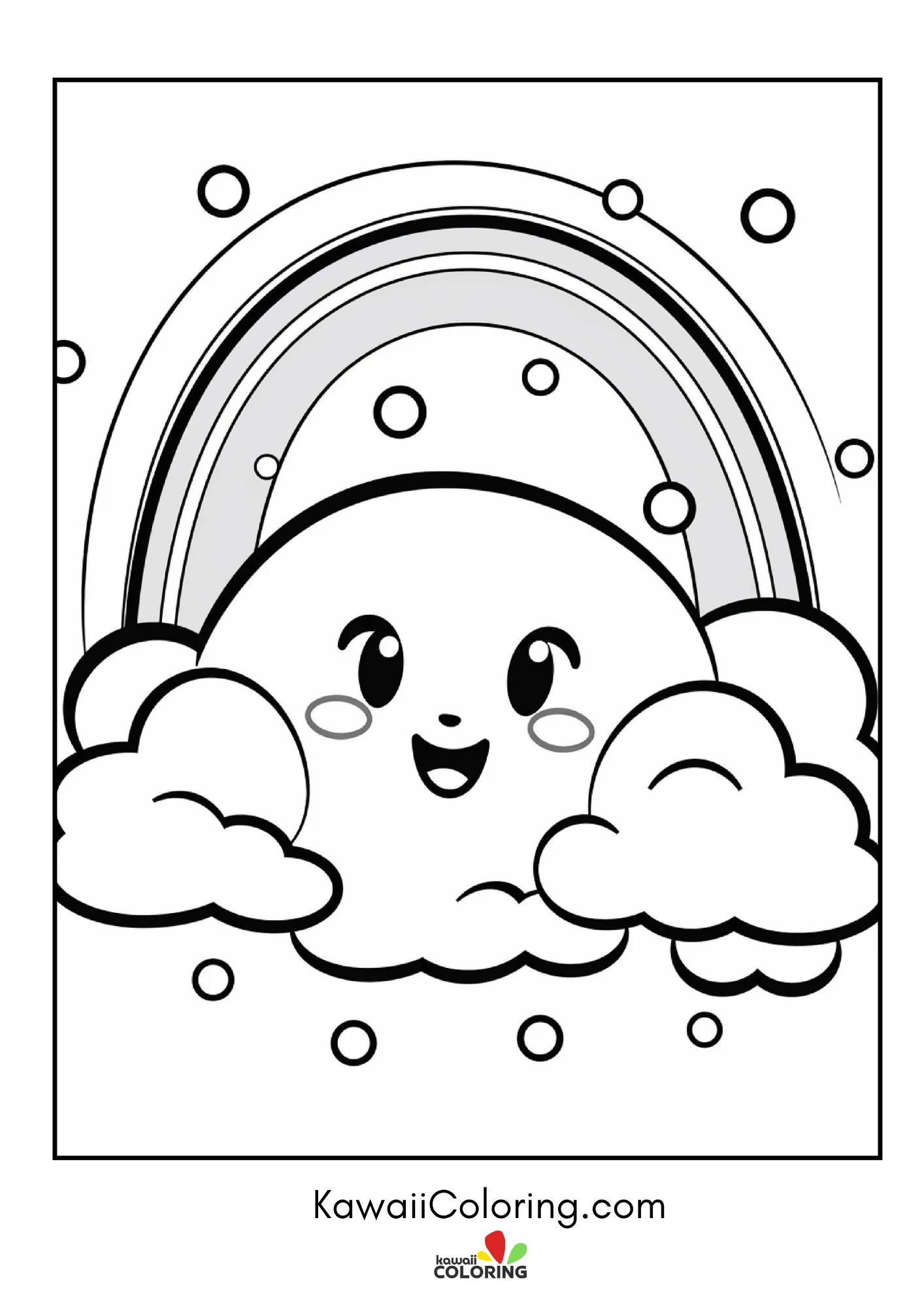 Smiling rainbow above simple clouds