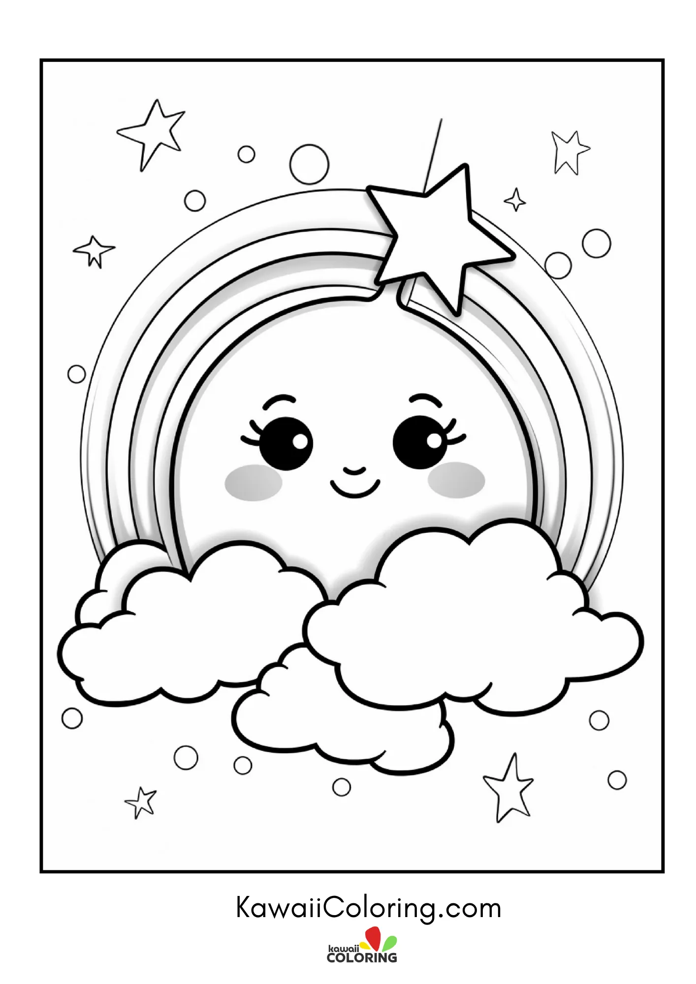 Smiling rainbow above simple clouds