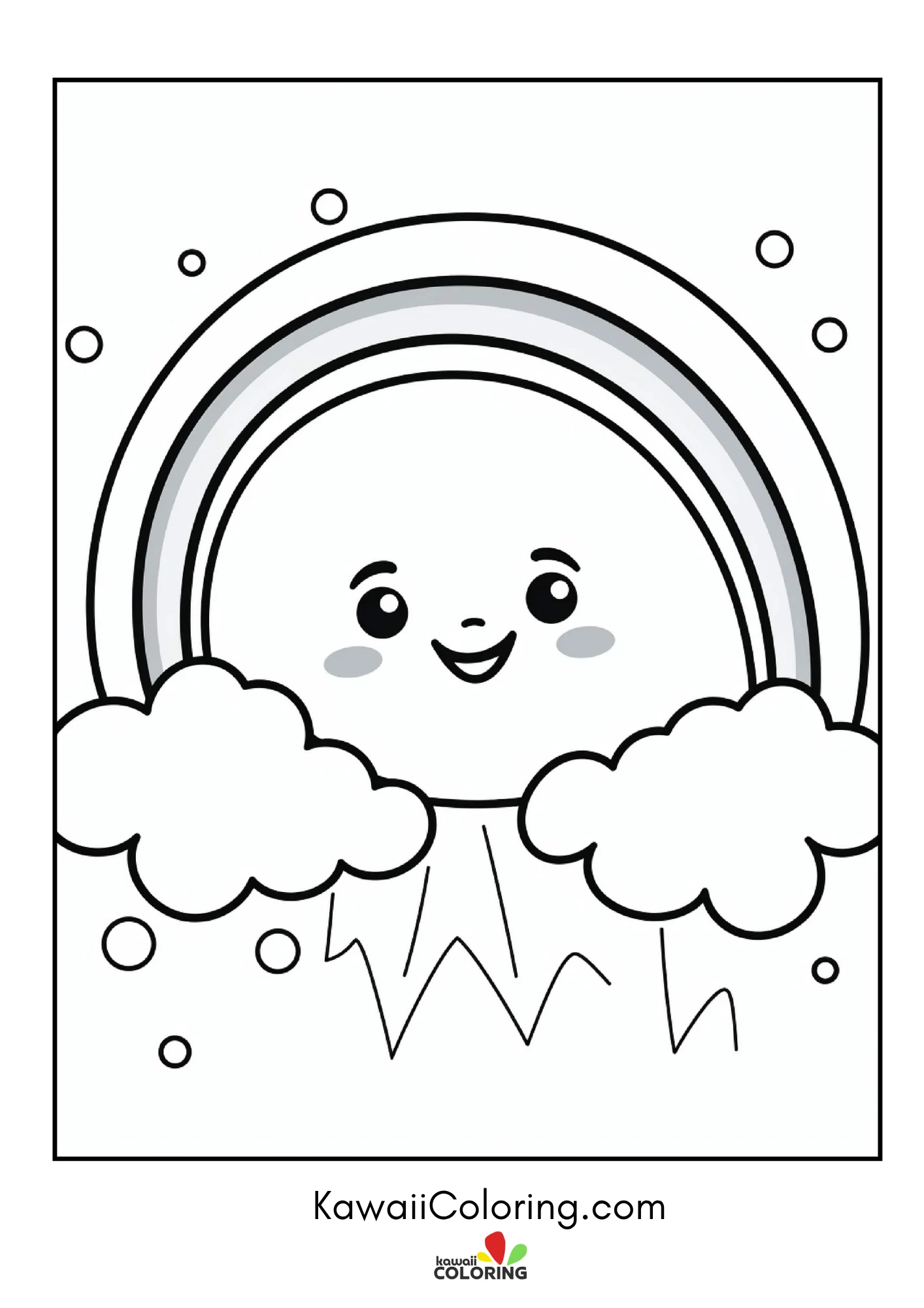 Kawaii rainbow scene with hearts