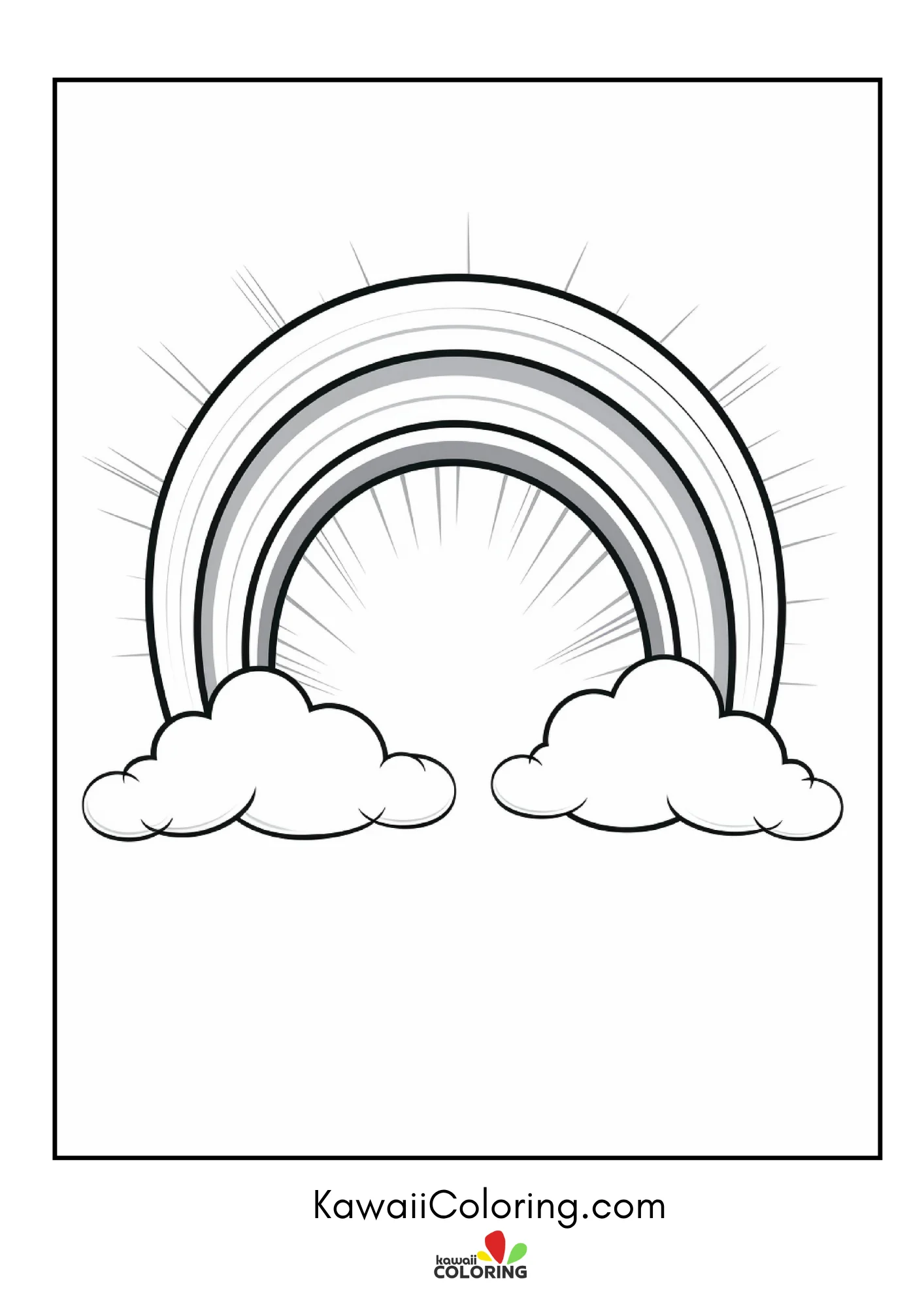 Smiling rainbow above simple clouds