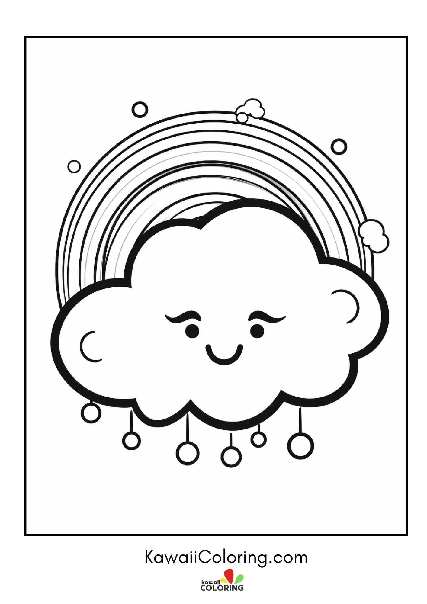 Smiling rainbow above simple clouds