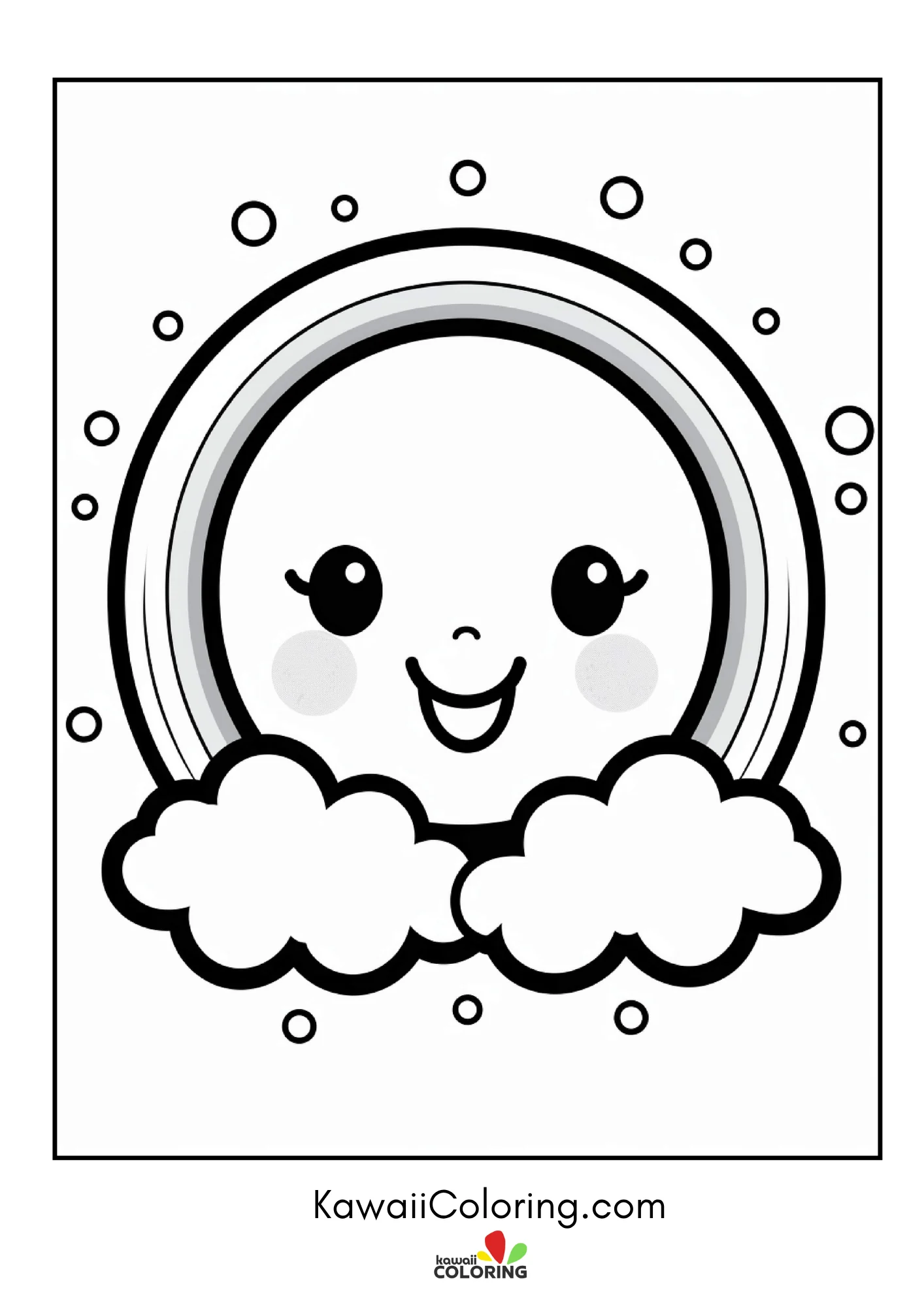 Smiling rainbow above simple clouds