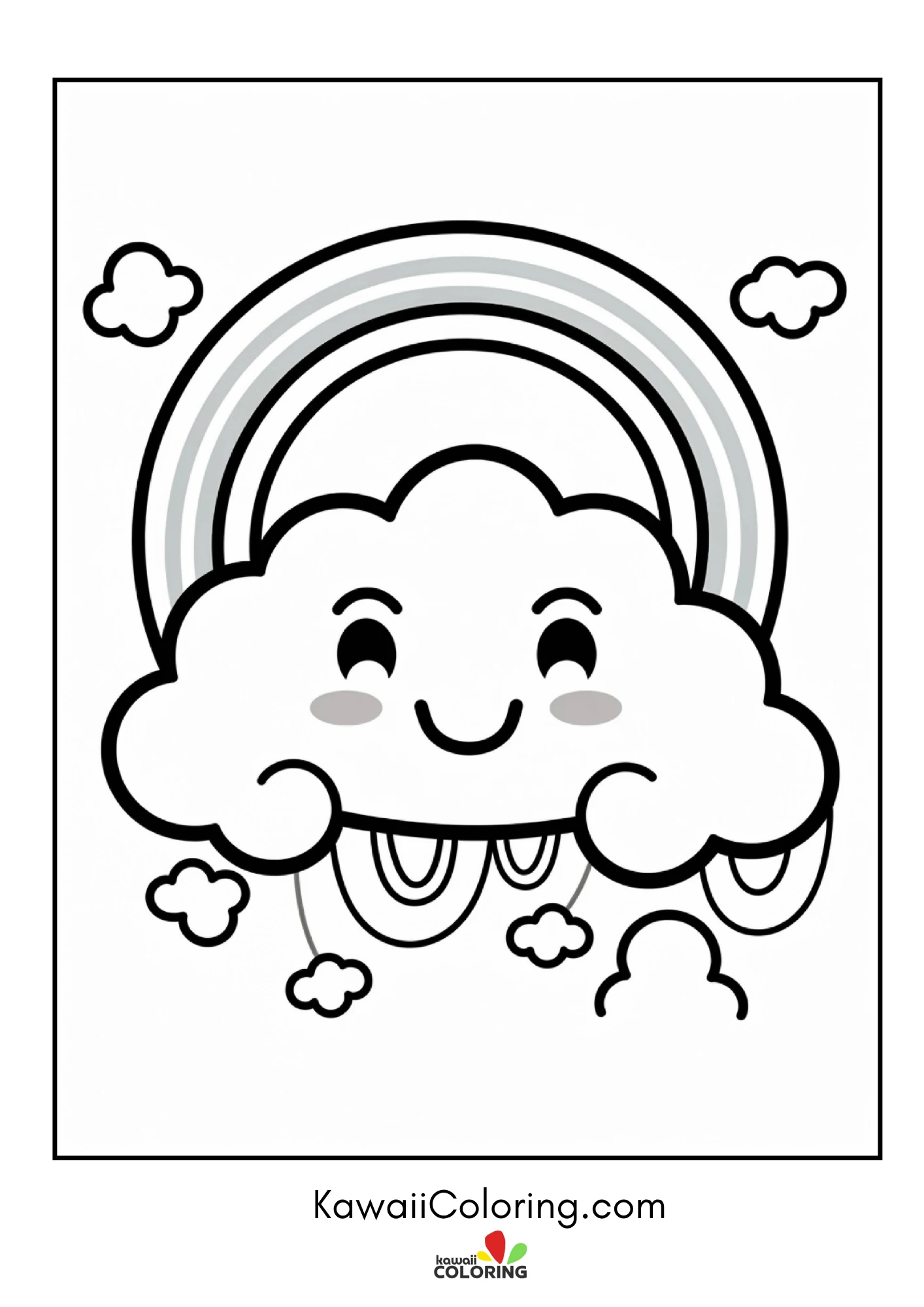 Smiling rainbow above simple clouds