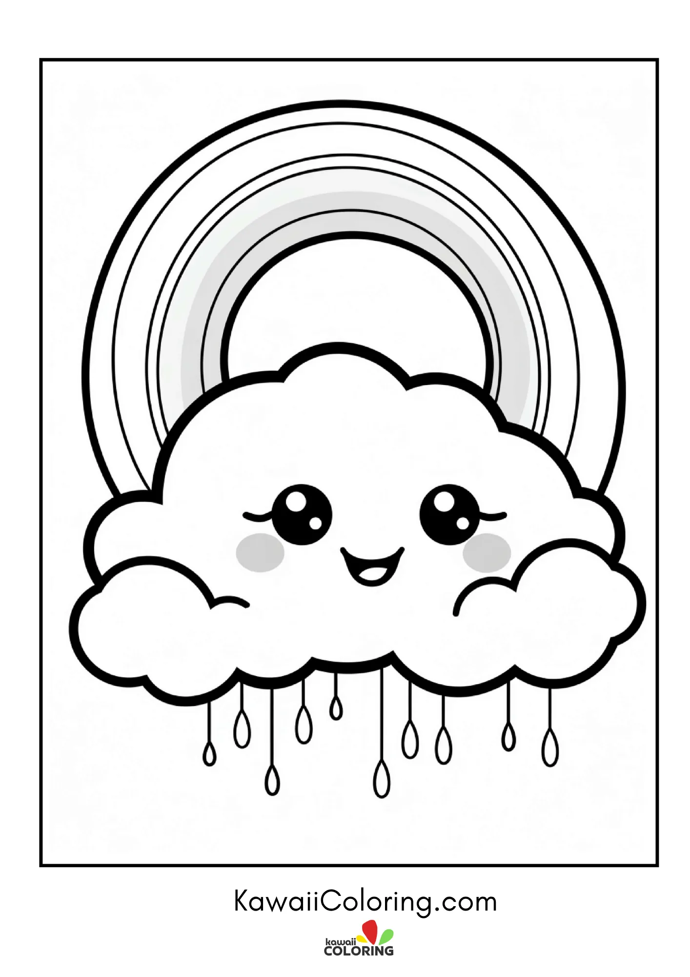 Smiling rainbow above simple clouds