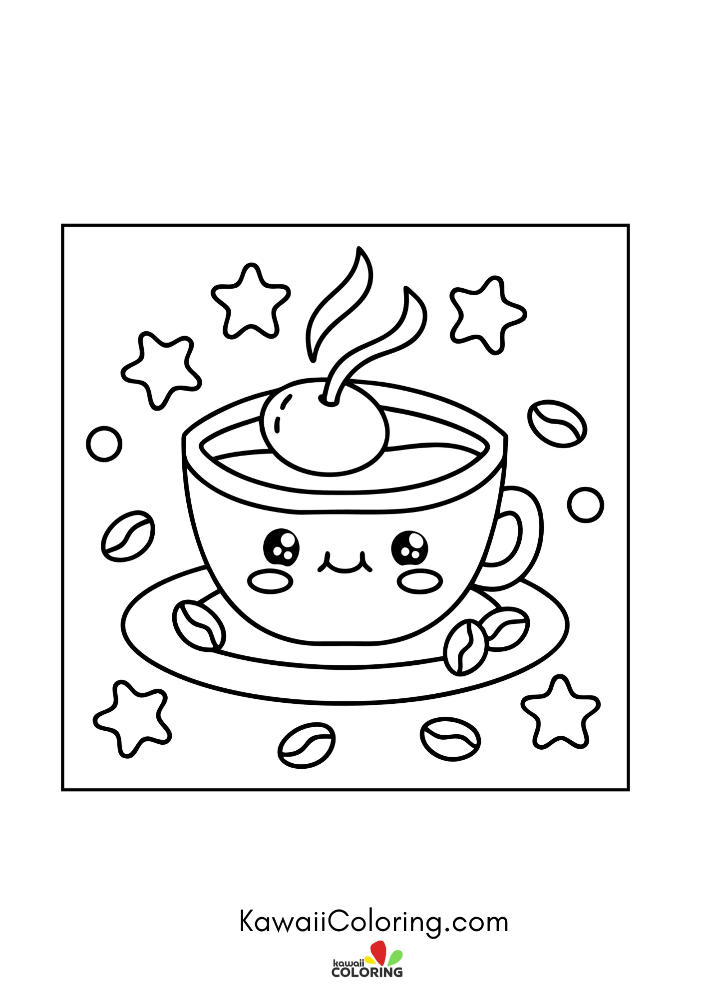 Cute cafe drink coloring page