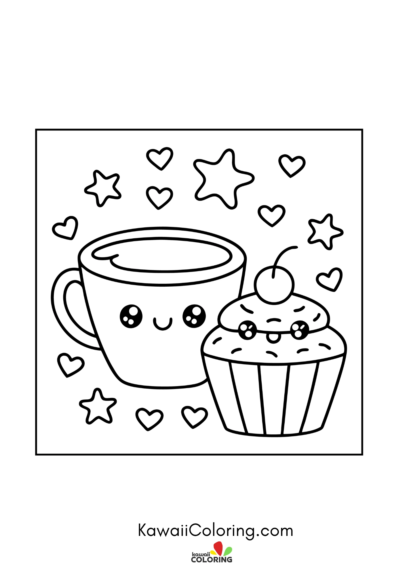 Cute cafe drink coloring page