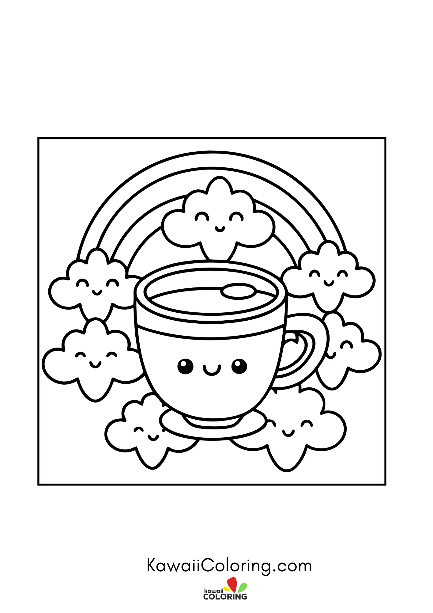 Kawaii coffee mug with hearts