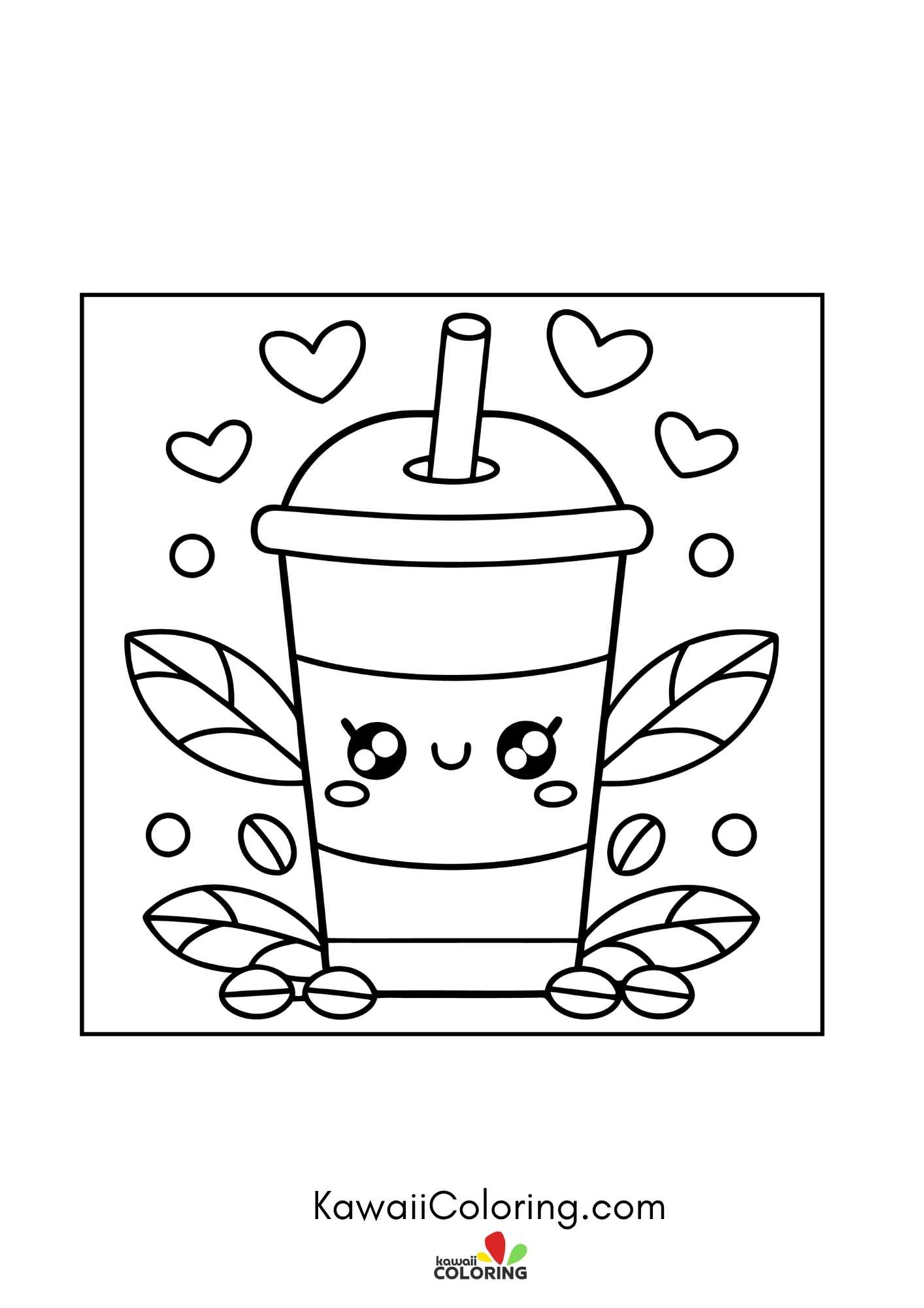 Cute cafe drink coloring page
