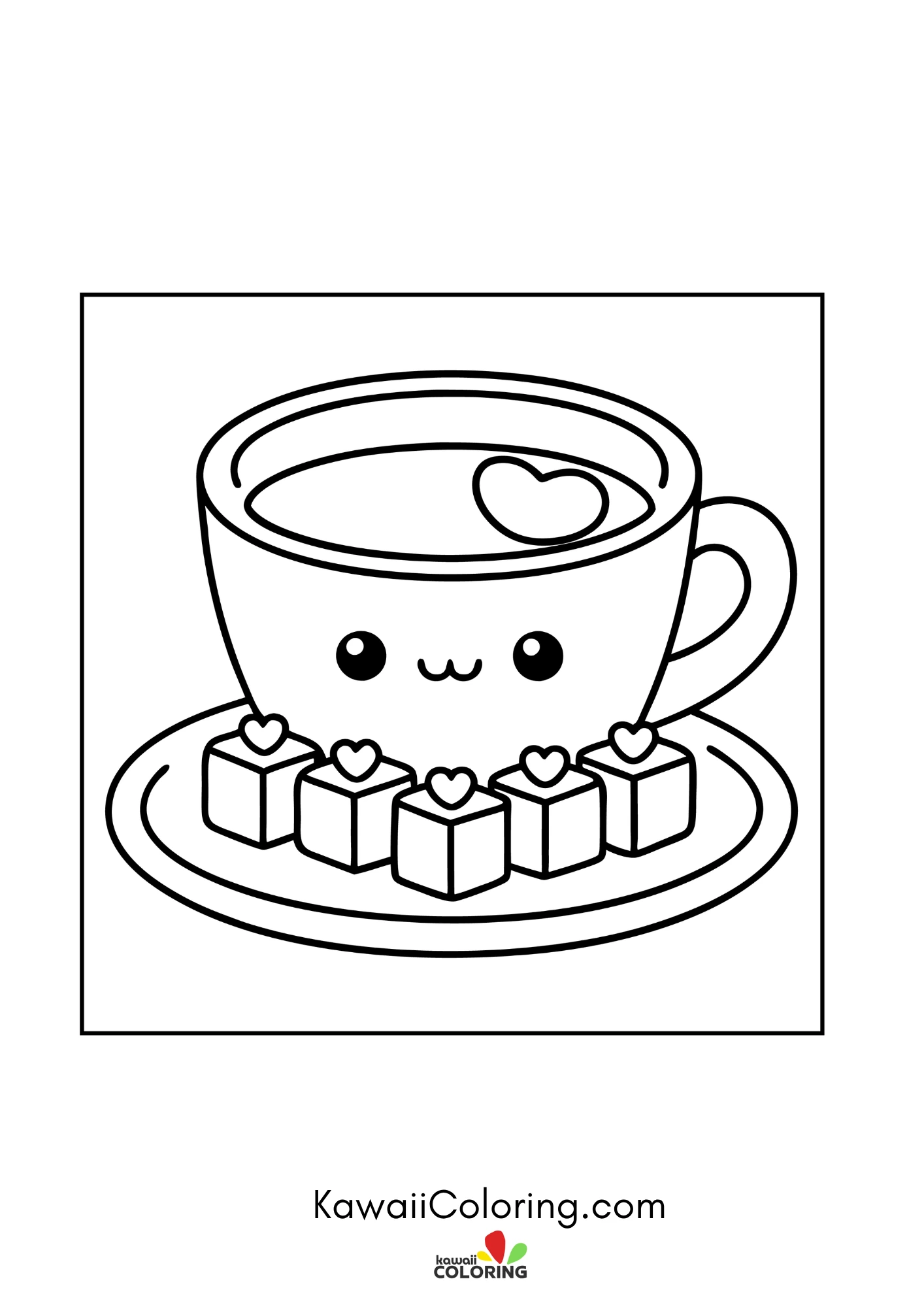 Kawaii coffee mug with hearts