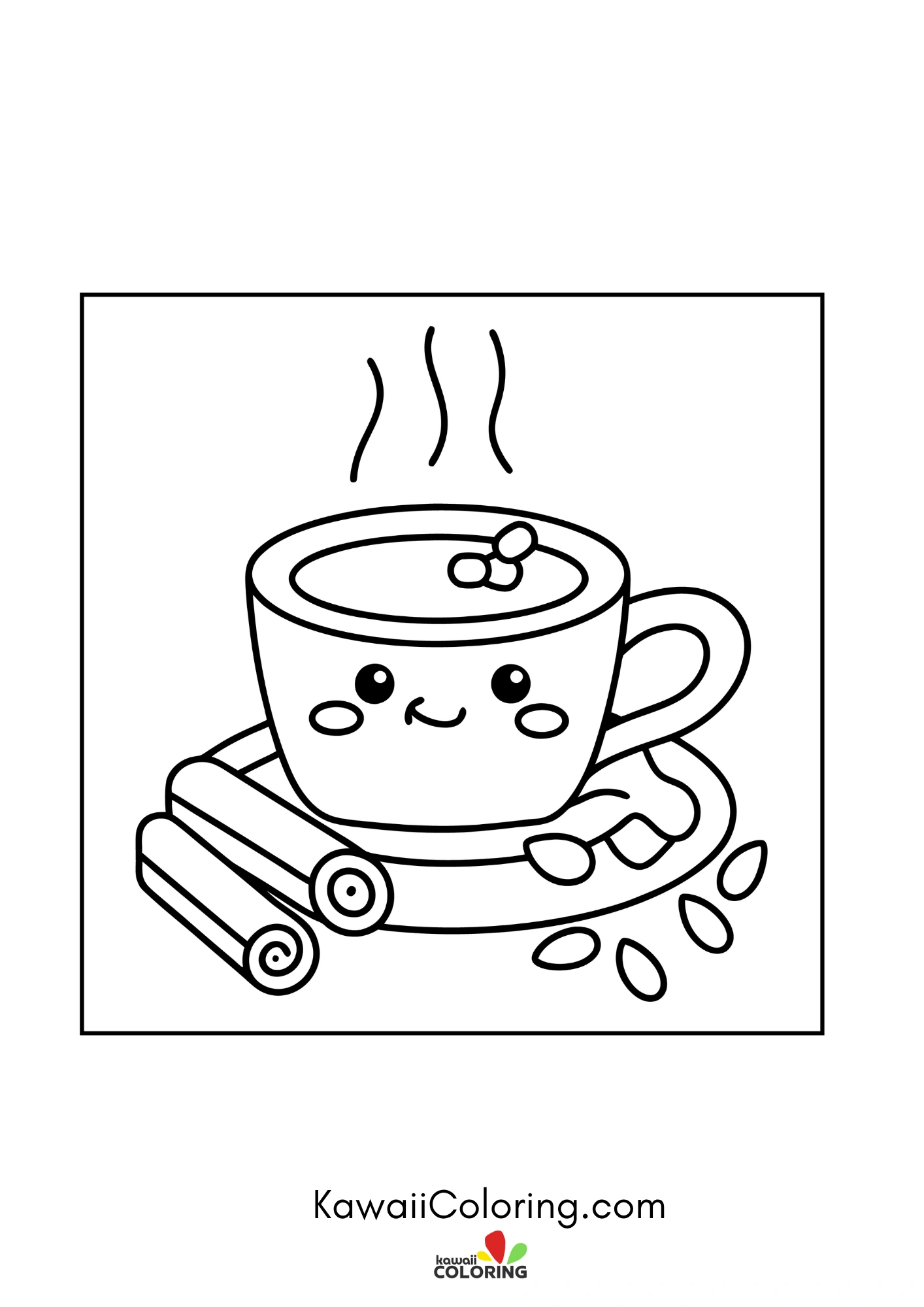 Cute cafe drink coloring page