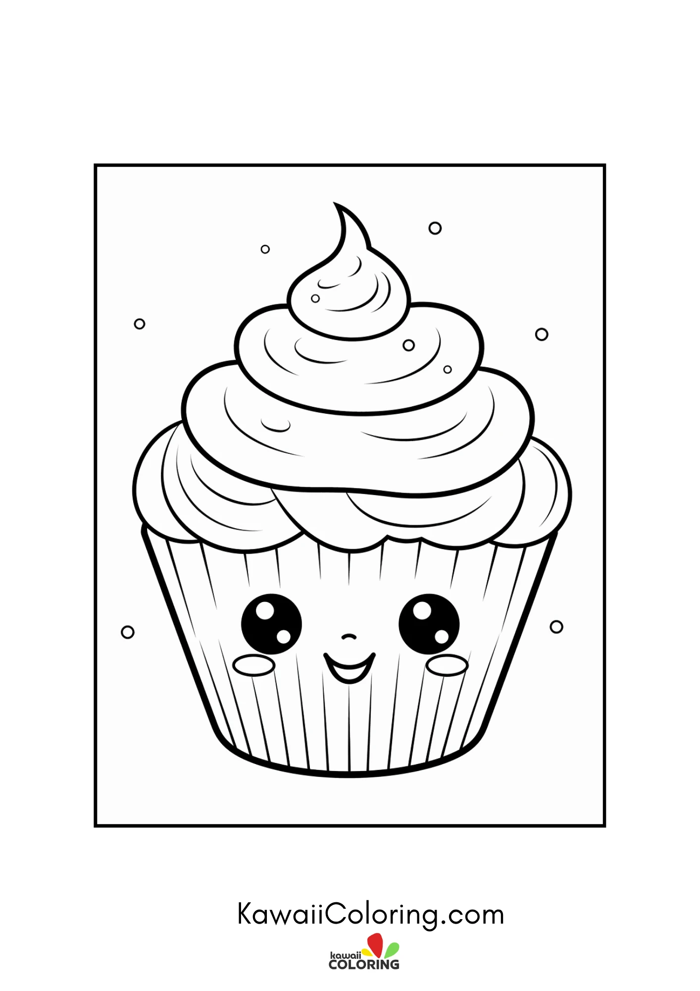 Kawaii cupcake with smiling face