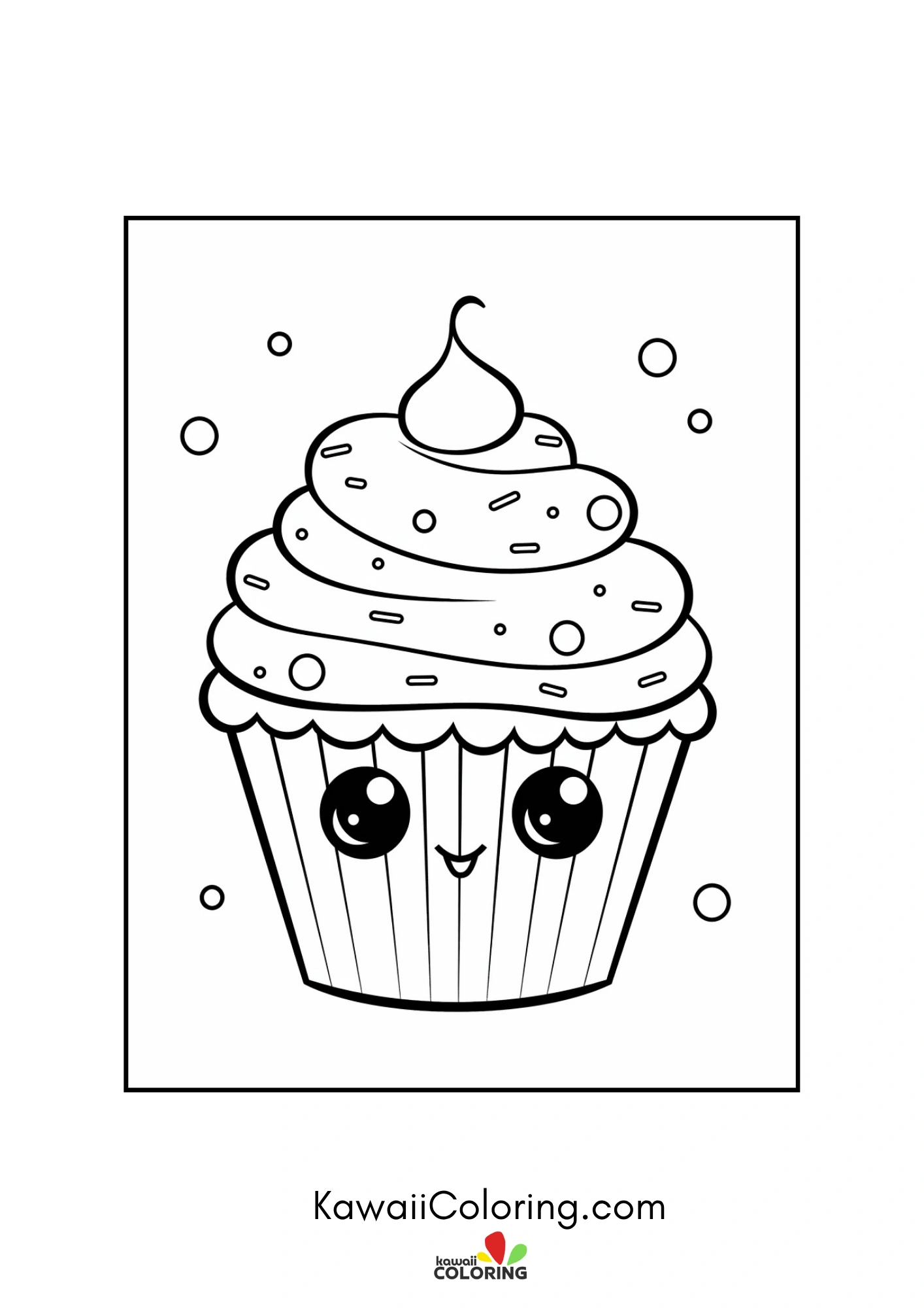 Cute cupcake with frosting and sprinkles