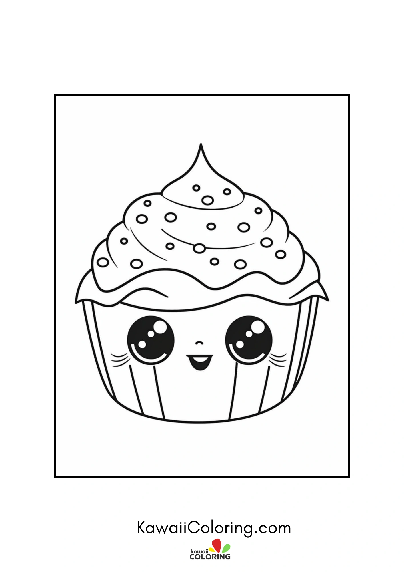 Kawaii cupcake with smiling face
