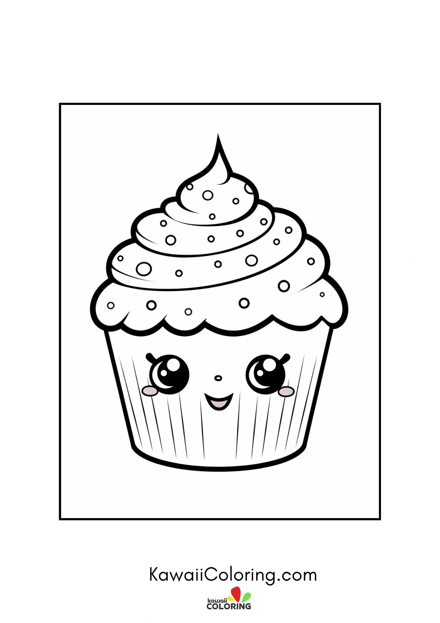 Kawaii cupcake with smiling face