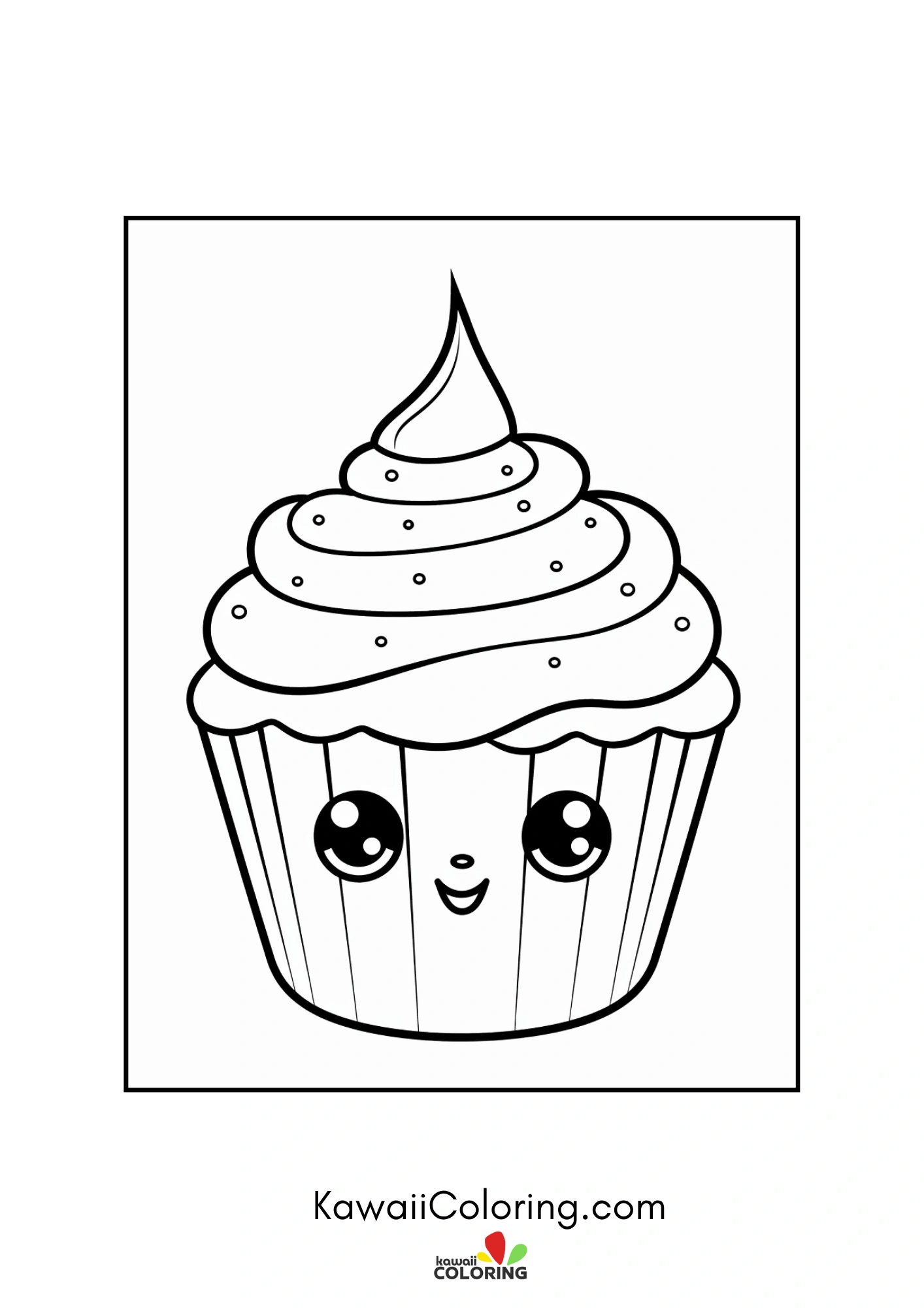 Kawaii cupcake with smiling face